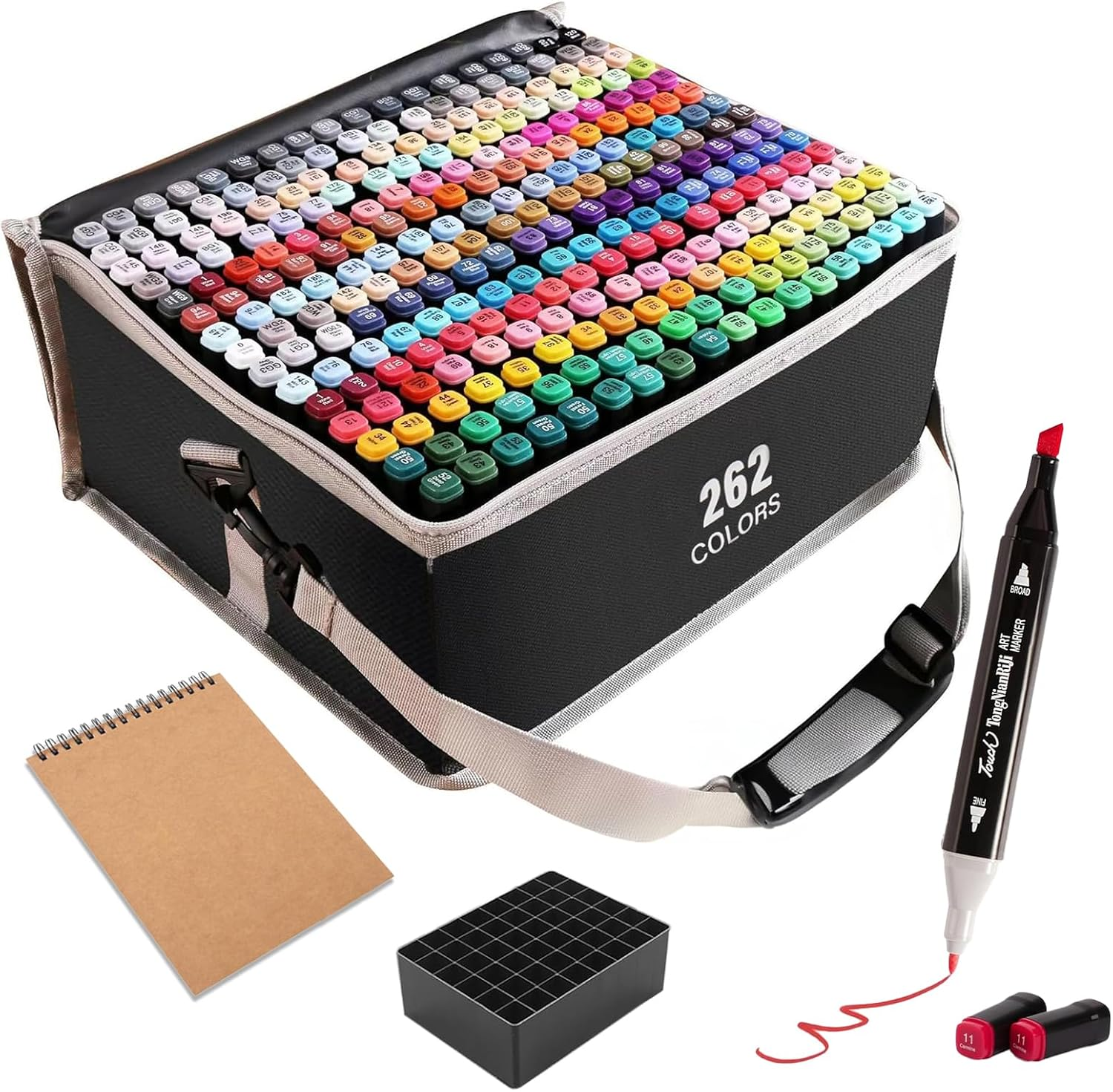 262 Colours Dual Tips Alcohol Markers Brush Markers Set - Painting Art Markers with Fine & Chisel Tips Storage Bag & A4 Drawing Book for Drawing Pens for Kids Adults Artist Calligraphy Sketching image number 2