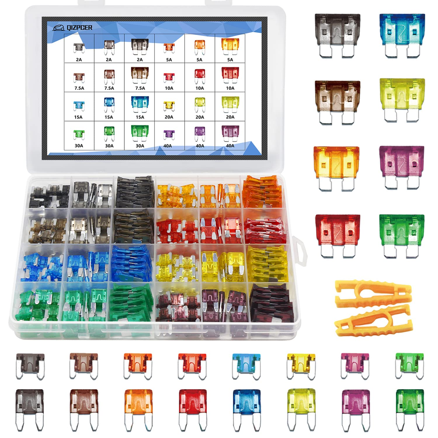 282 Pieces Car Fuses Assortment Kit - Blade Fuses Automotive - Standard & Mini & Low Profile Mini Size (2A/5A/7.5A/10A/15A/ 20A/30A/40AMP/ATC/ATO) Replacement Fuses for Marine, Auto, RV, Boat, Truck image number 2