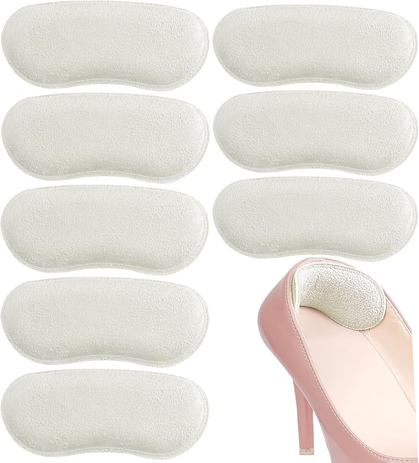 YBVABE Heel Grips Liner Cushions Inserts for Shoes Too Big - 8 Pieces Large Heel Pads Snugs for Sports Shoes Too Big, Improved Fit and Comfort Filler for Men & Women, Stop Heel Slip and Blister
