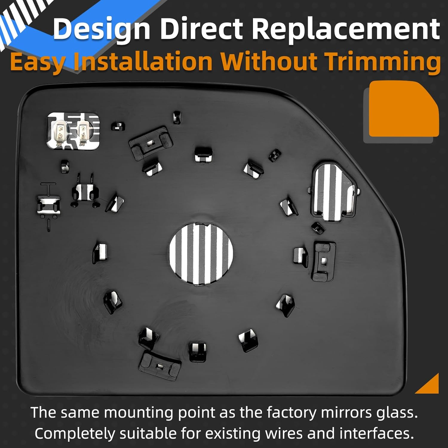 Left Side Mirror Replacement for Ford F150 F250 F350 F450 F550 2015 2016 2017 2018 2019 2020 - Upper Tow Mirror Glass, Left Towing Mirrors Glass with Power Heated