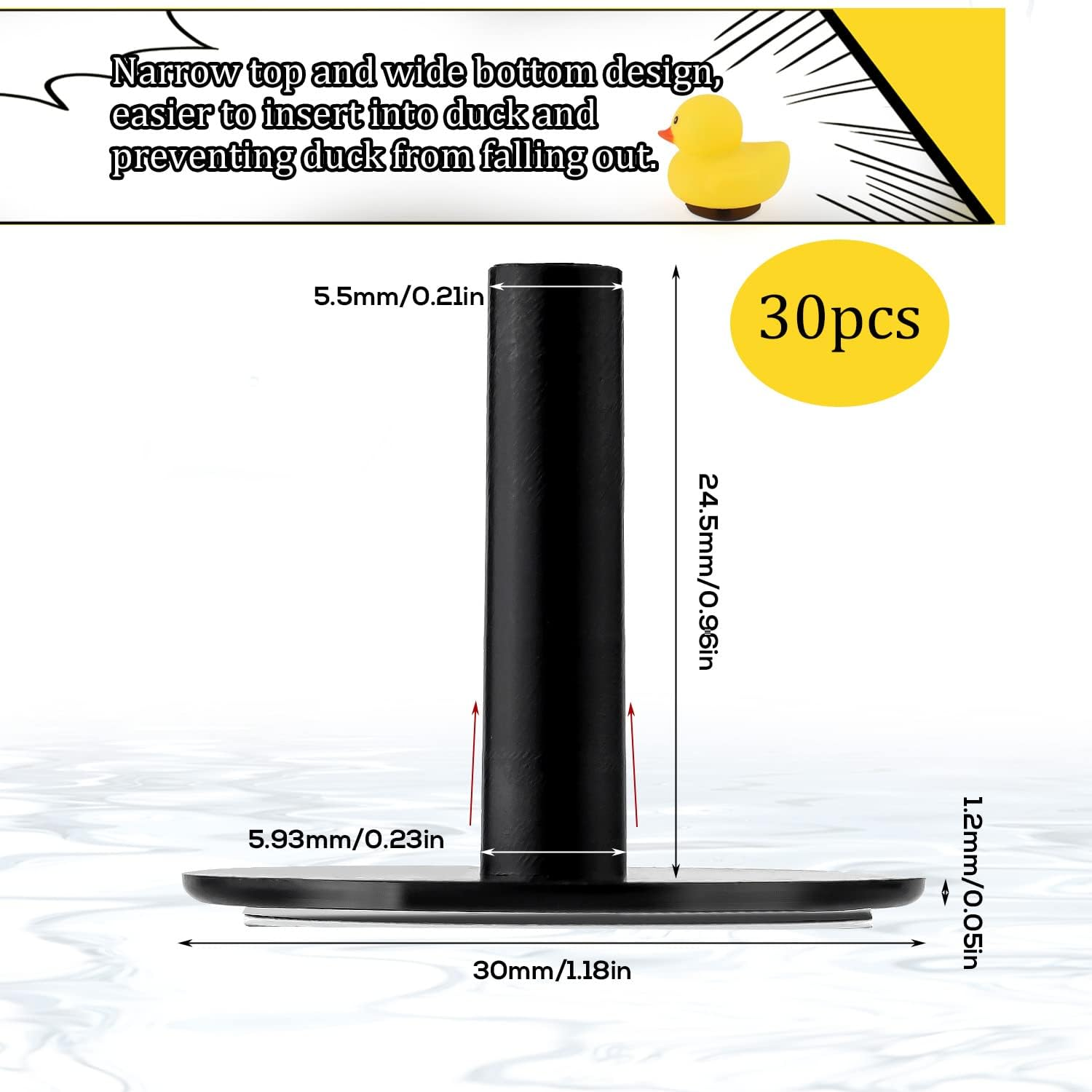 TOYMIS 30Pcs Rubber Duck Plug, Self-Adhesive Rubber Duck Holder for Jeep Dashboard, Duck Plug Mount Holder for Display Jeep Duck Lovers, Not Include Rubber Duck (Black) image number 2