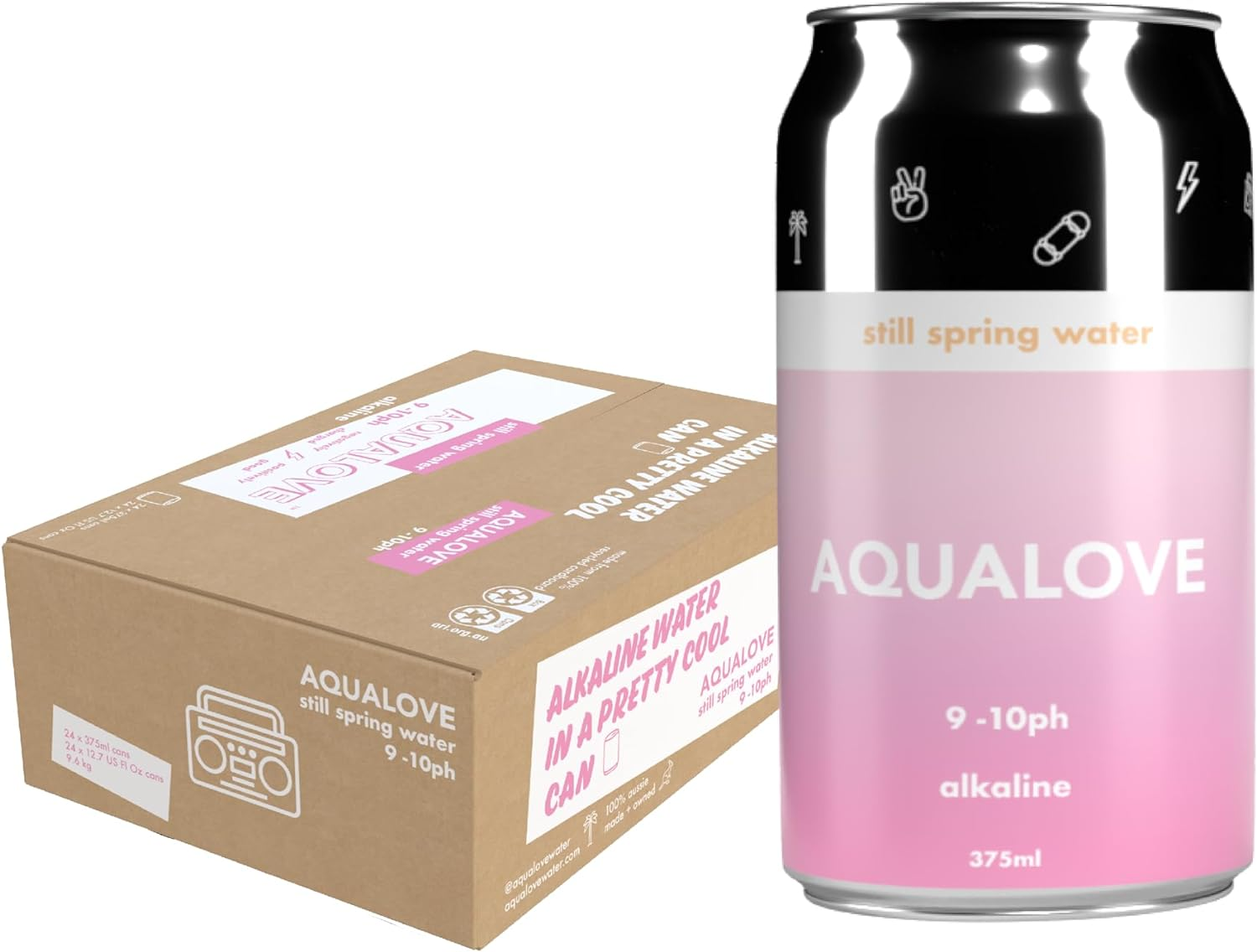 Aqualove Water Still Water 9-10Ph, 24 X 375 Ml image number 2