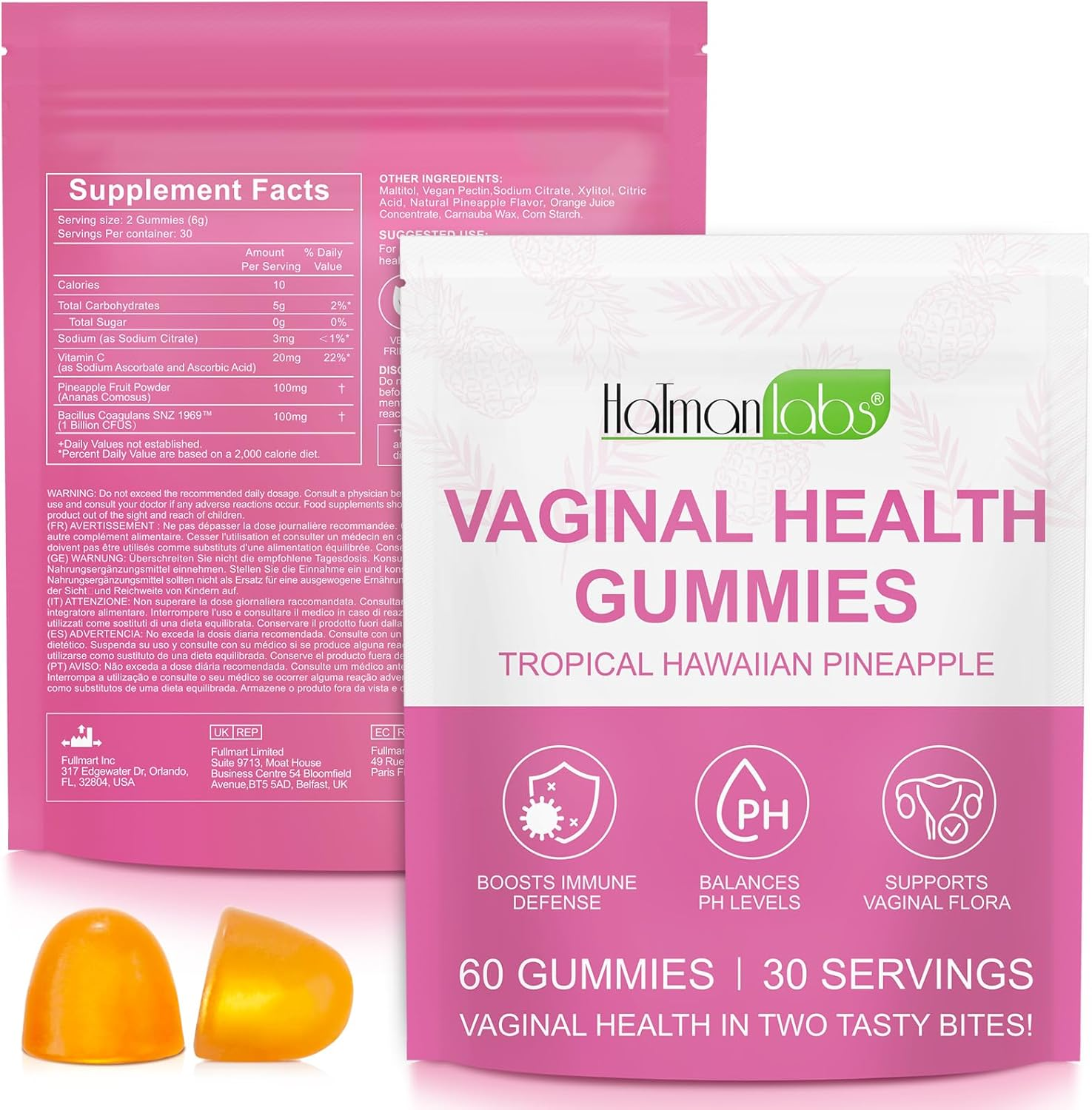 Vaginal Probiotic Gummies for Women | Promotes Balanced Flora, Women&rsquo;S Wellness, and Immune Support with Vitamin C | Natural Pineapple Flavor | 60 Gummies image number 4