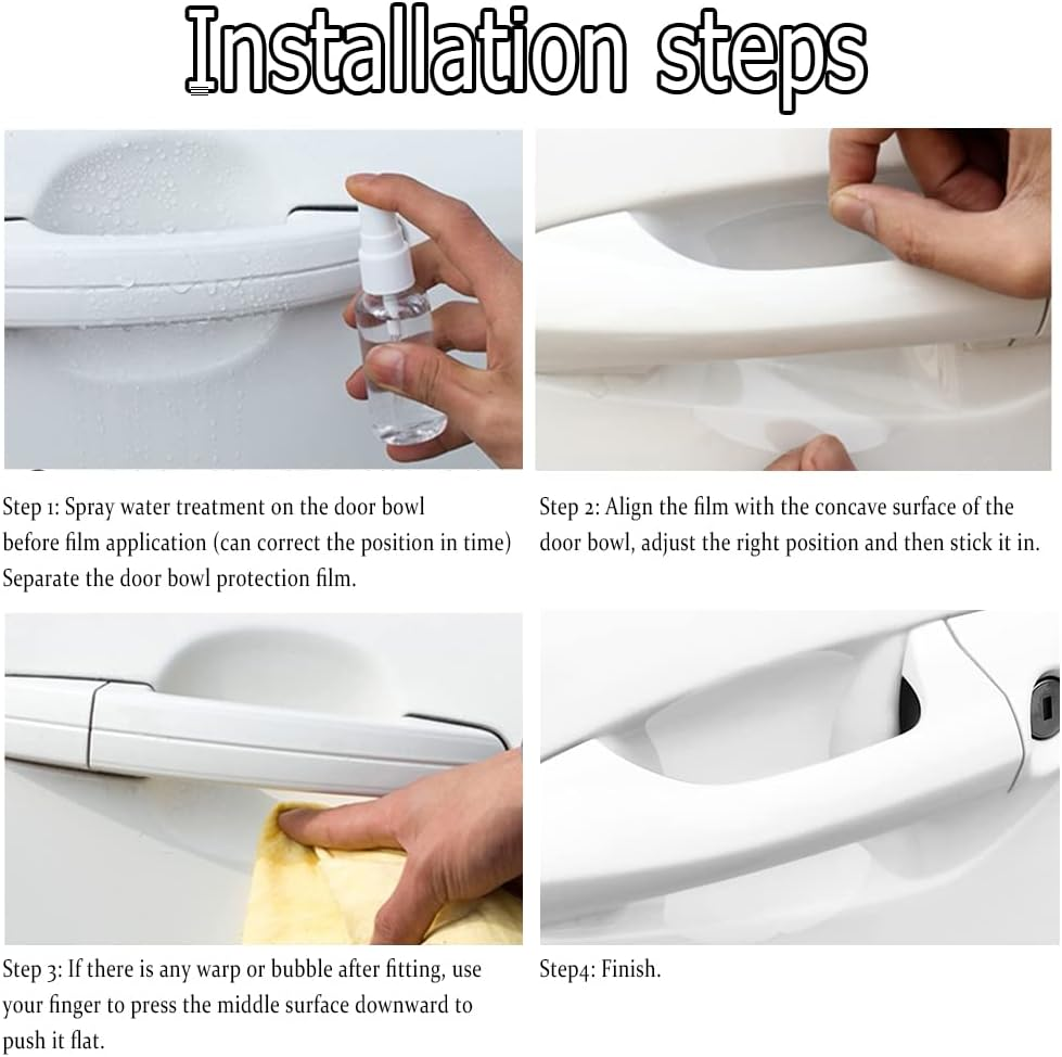 ASUBHA 4PCS Car Door Protector, Universal Waterproof Anti-Scratches Car Door Cup Protector, Transparent, Carbon Fiber Texture, TPU Material image number 1