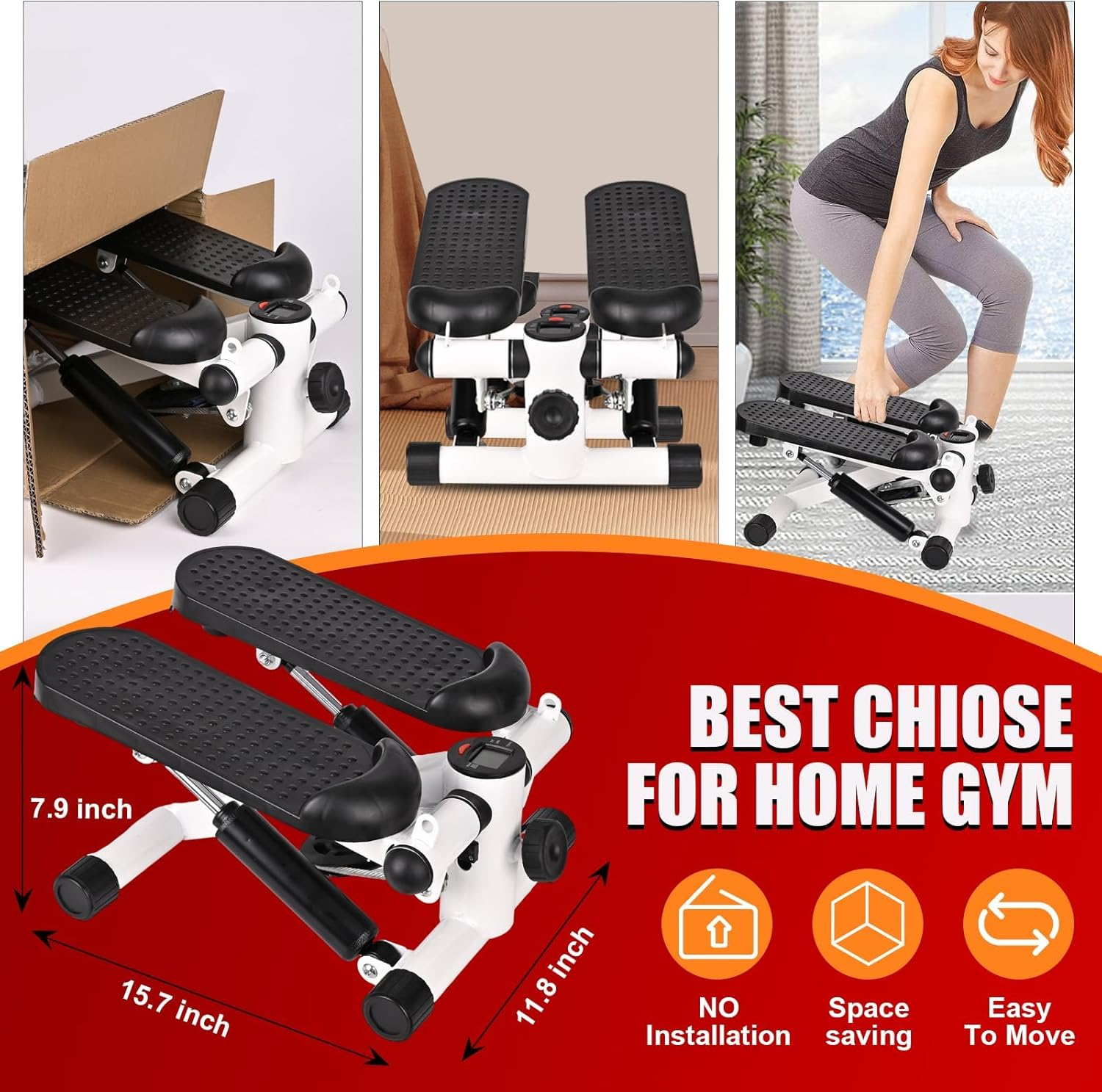 Stepper Silent and Compact Foot Fitness Equipment for Aerobic and Strength Training Digital Display Waist Shaping Weight Loss Fat Burning Max Capacity 125Kg Indoor Use image number 6