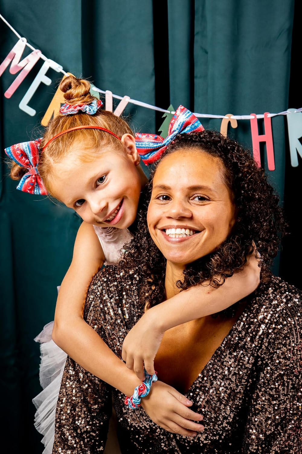 Folat 63783 Hair Bobbles Fairisle-Cosy Christmas Pack of 3 Christmas Colours Christmas Accessories, Christmas Costume, Multi-Coloured