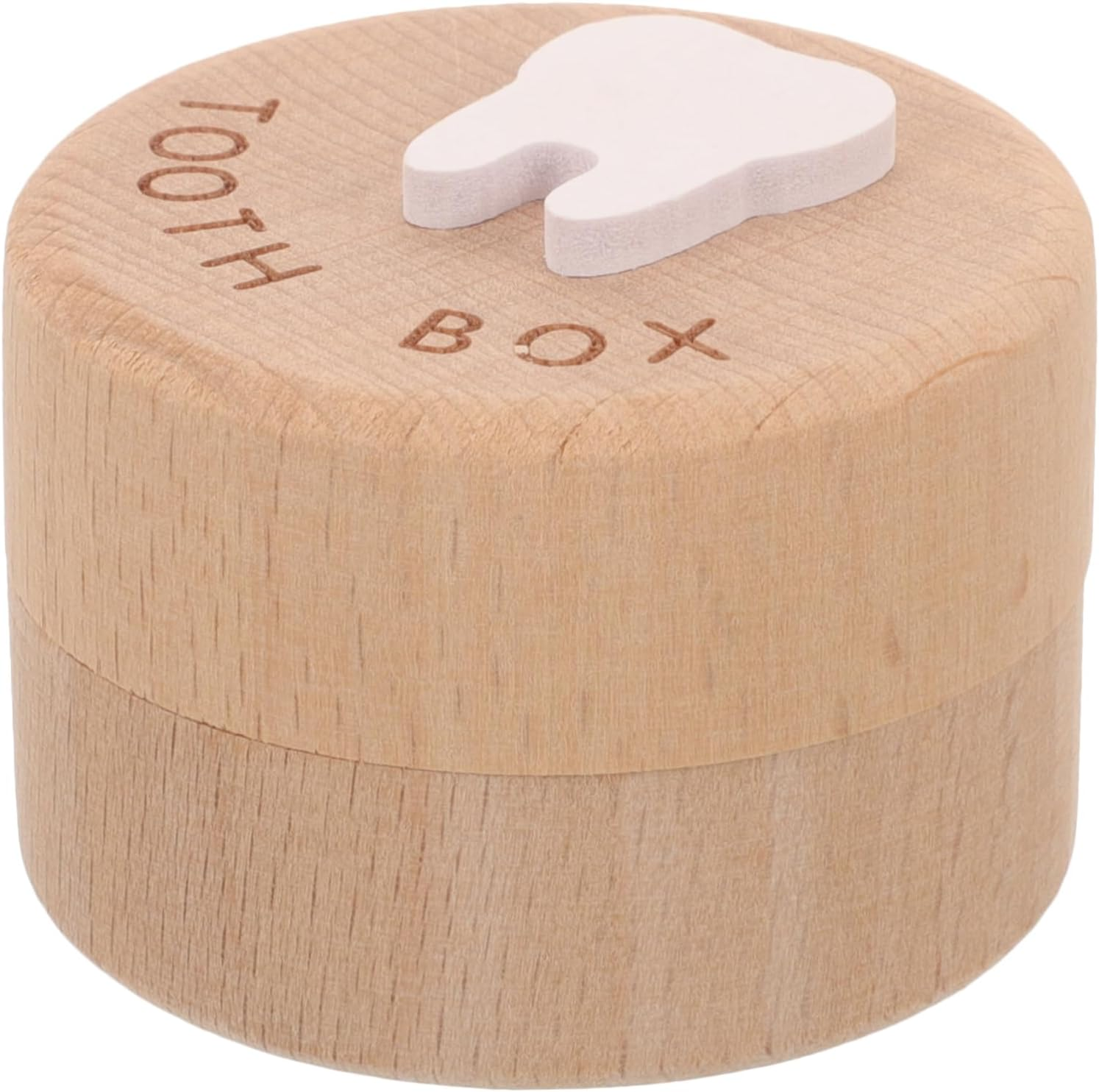 Wooden Baby Tooth Box Lid, Children Teeth Keepsake Organizer and Fetal Hair Holder, Small Natural Wood Storage Container for Boys and Girls Memory Collection image number 6