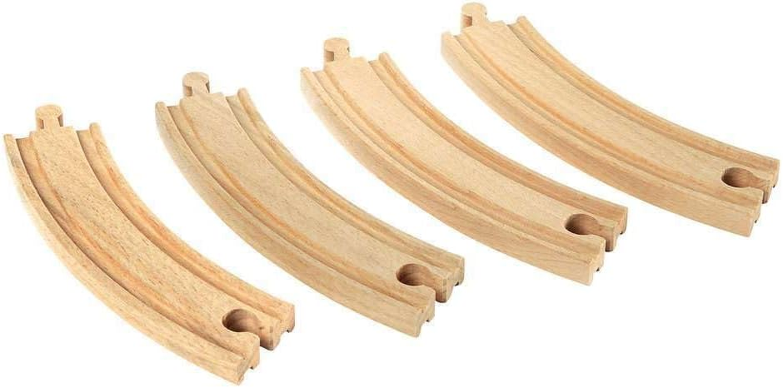 BRIO World 33342 Large Curved Tracks 4 Pieces, Wooden Railway Track Set for BRIO World Trains, Smooth Turn Expansion for Train Layouts, Kids Age 3+