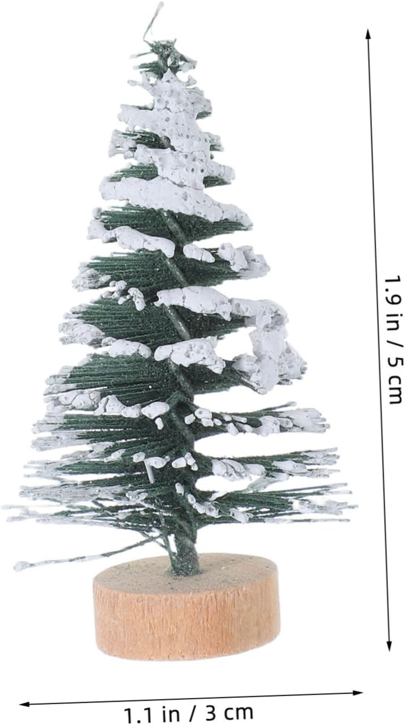 Mini Christmas Tree Decorations 5Cm Snow Covered Pine Flocking Desktop Ornaments 10Pcs Set for Xmas Party Home Table Decoration image number 4