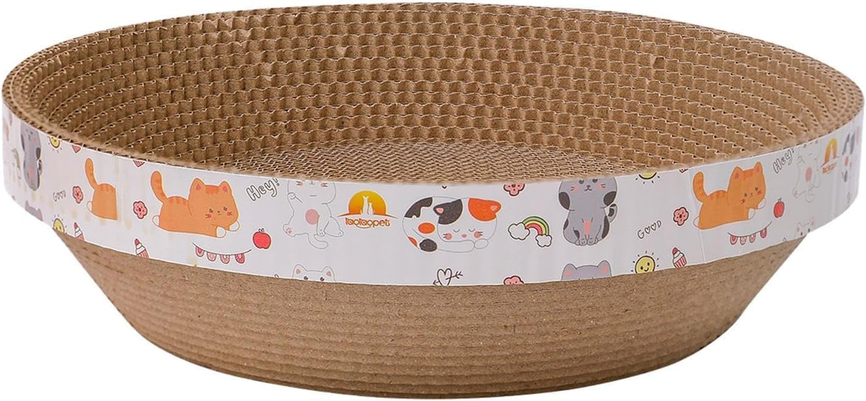Oval Bowl Cat Scratching Bed, Corrugated Cardboard Scratcher Lounge for Indoor Cats, Small to Medium Pets, Claw Grinding Tray(Round, 45Cm L X 9Cm H) image number 2
