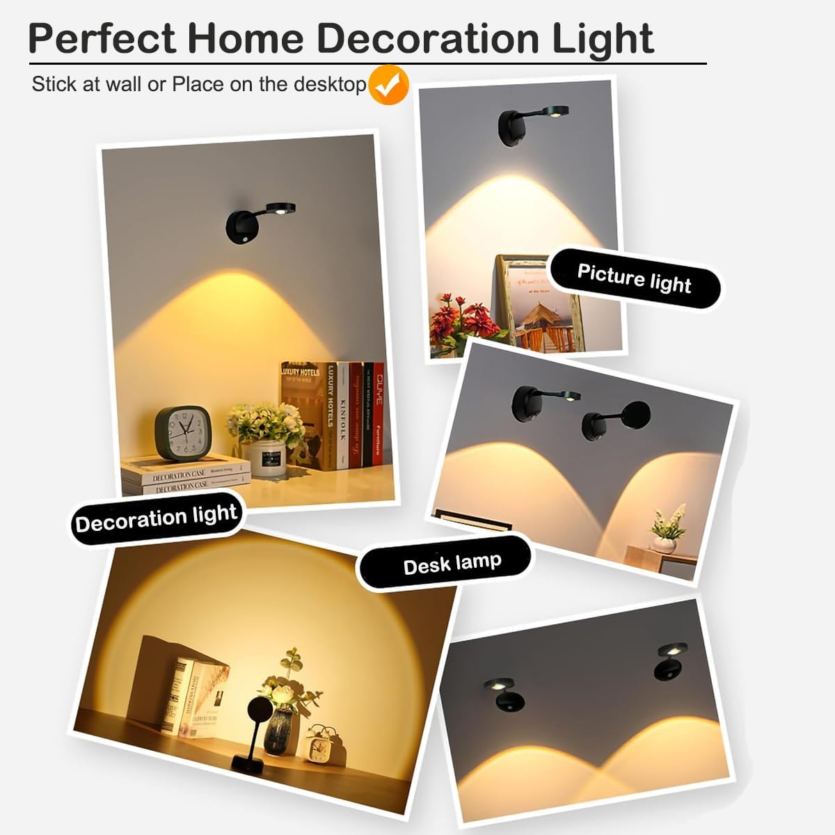 LADWOKFI Wireless Picture Light Motion Sensor Light Indoor Rechargeable 1200Mah 3 Color Wall Sconce Dimmable Wall Spotlights Bedroom Hallway Stairway Toilet Corridor Nightlight 1PCS image number 3