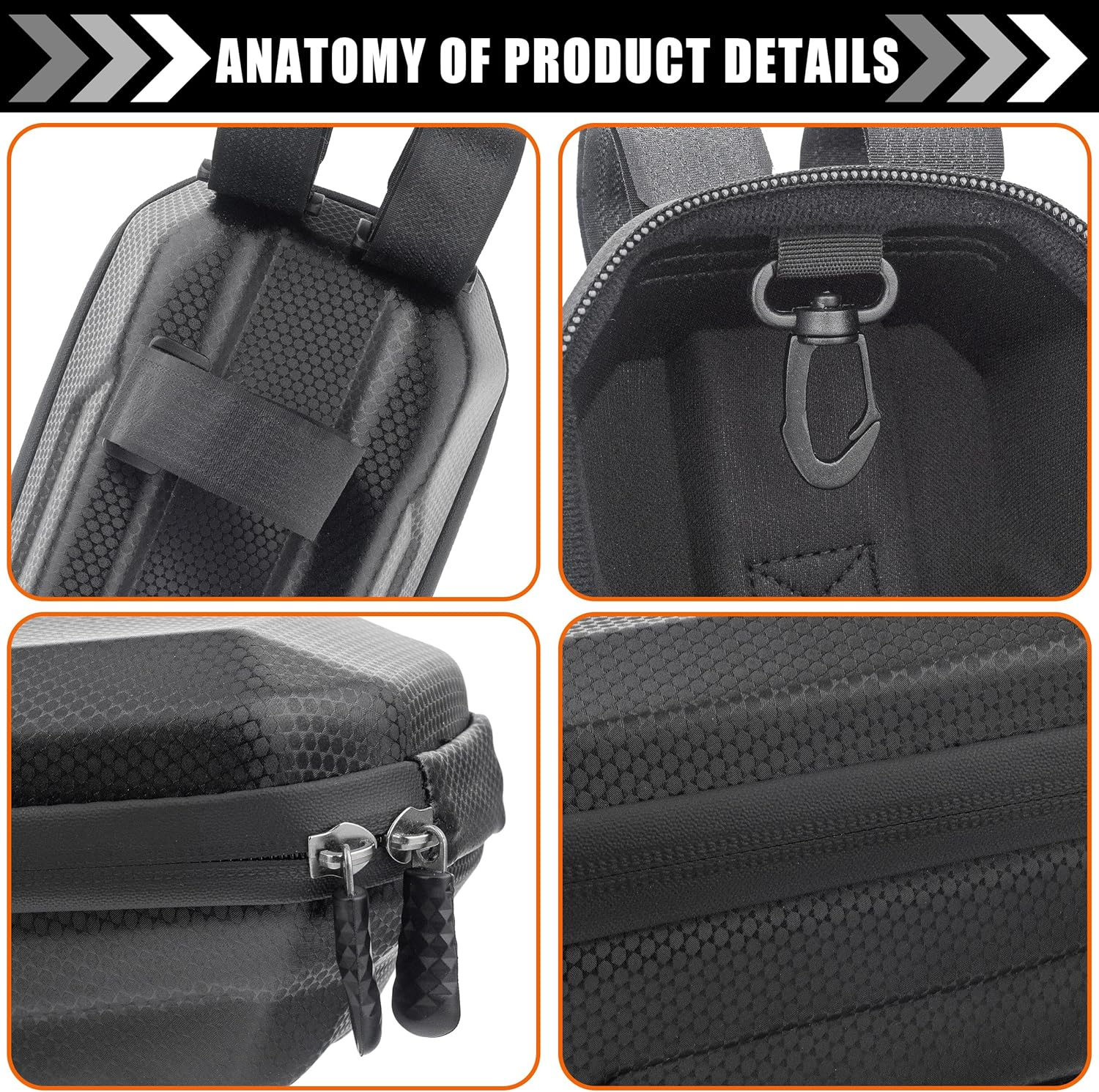Bike and Scooter Handlebar Bag - Front Bar Hanging Bag Waterproof EVA Hard Shell Storage Bag Compatible with All Kinds of Scooters, Mountain Bikes, Road Bikes, E-Bikes, Motorcycles image number 4