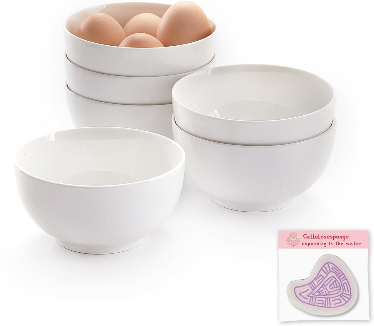 10Oz Colorful Ceramic Bowls,4.7In Small Cereal Bowl Set of 6 for Ice Cream,Dessert,Porcelain Bowl for Dipping, Sauce, Dishwasher Oven Safe