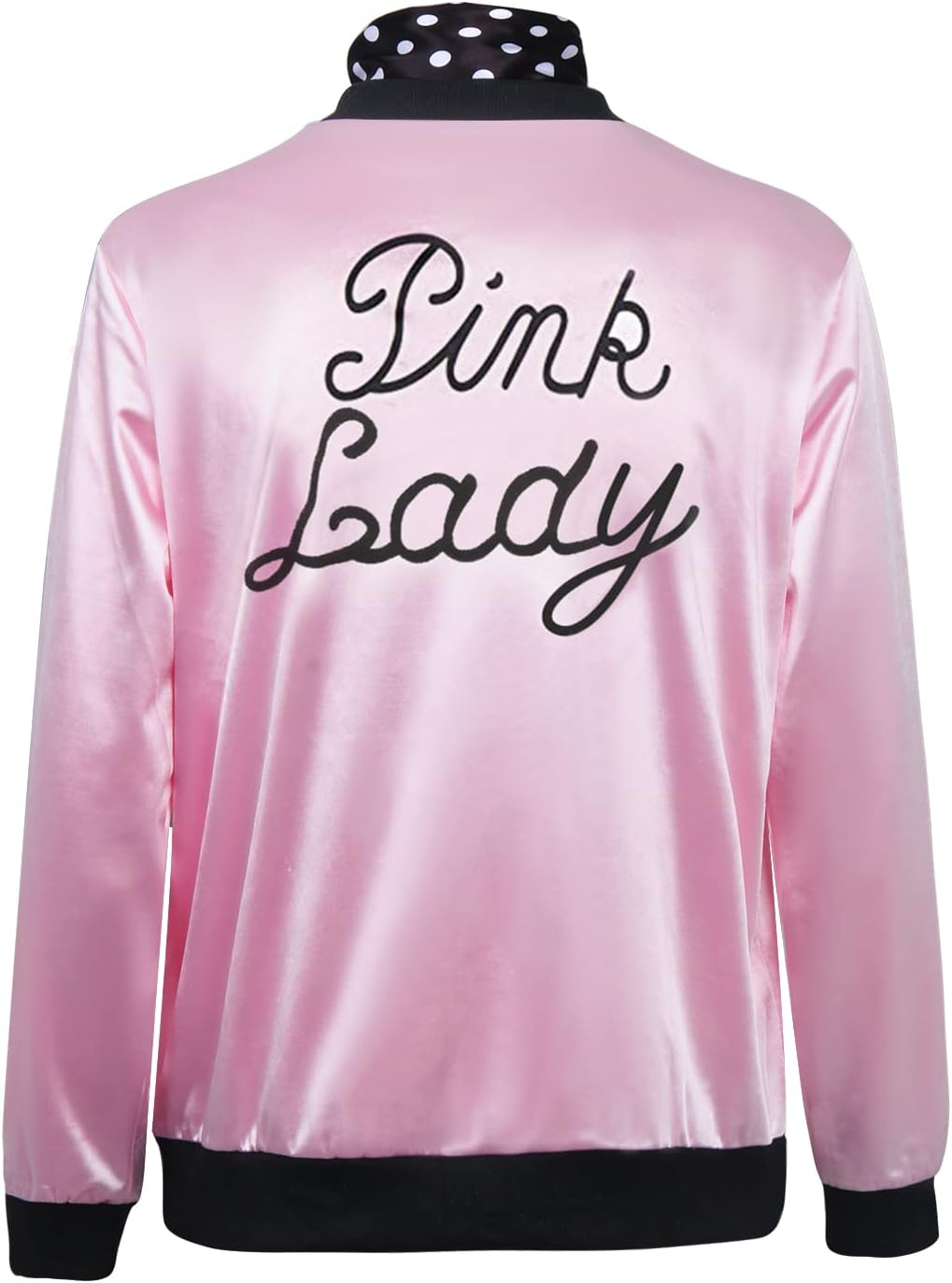 1950S Women Lady Girls Pink Satin Jacket Halloween Cosplay Costume Fancy Dress Coat with Neck Scarf image number 6