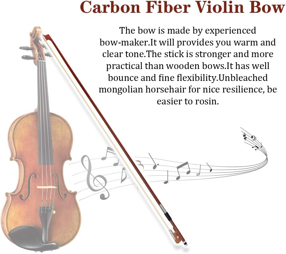 Mingzhe 4/4 Size Violin Bow Rosewood Violin Bow Violin Parts Accessories image number 1