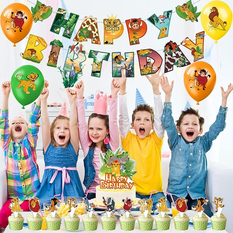 Lion King Birthday Party Supplies - Decorations Set with Balloons, Cake Topper, and Banner image number 5
