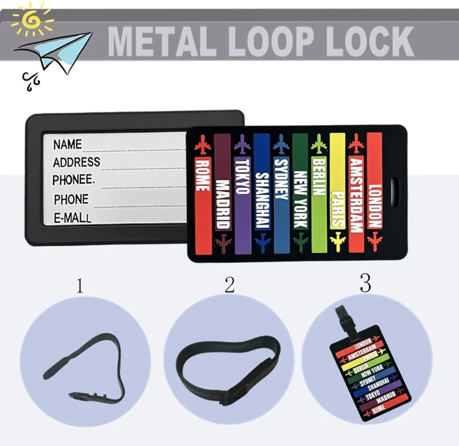 6 PCS Creative PVC Soft Rubber Luggage Tags Boarding Pass Identification Tags Multifunctional Travel Tags image number 1