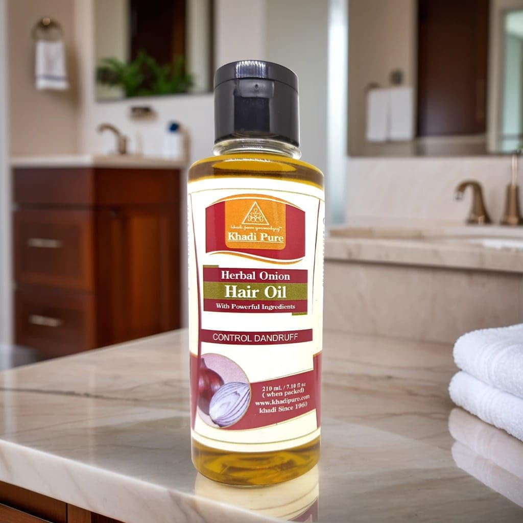 Khadi Pure Vitalising & Onion Hair Oil, 210 Ml (Pack of 4) image number 1