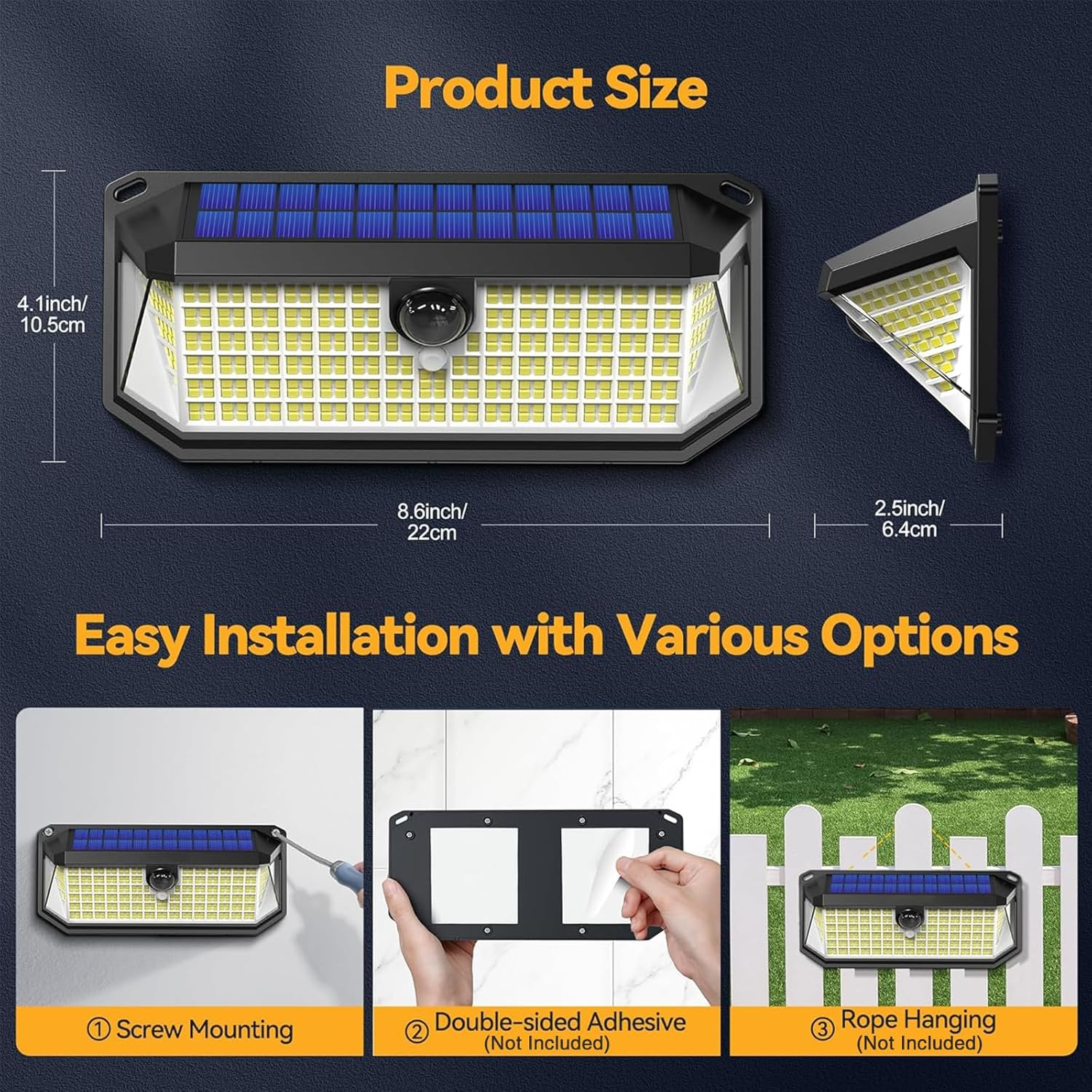XIULIUU Solar Lights Outdoor, 1PACK 416 LED 4200LM Motion Sensor Outdoor Lights, IP66 Waterproof Solar Powered Security Flood Light for outside Yard, Shed, Barn, Patio, Porch, Garden, Garage image number 6