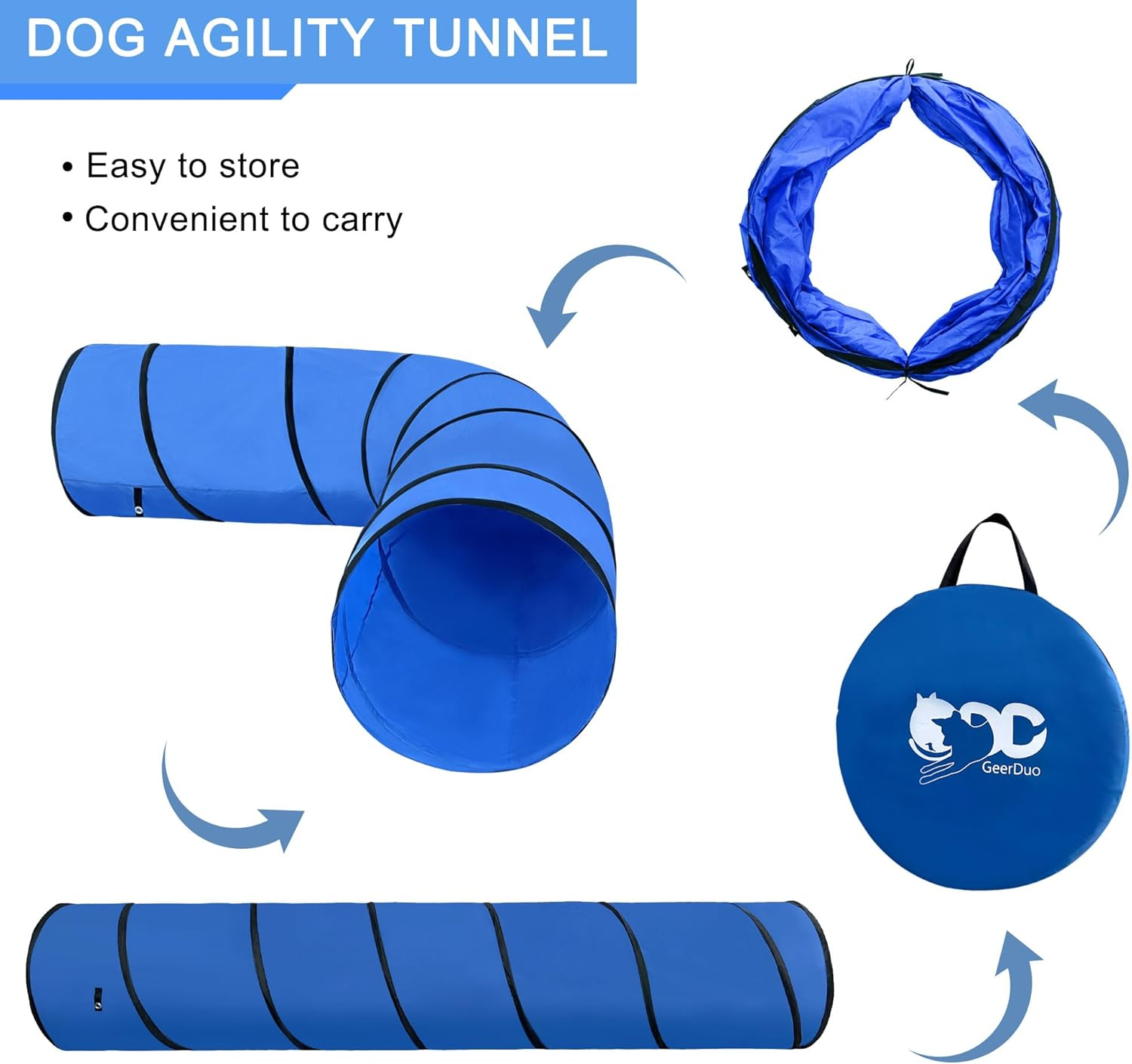 MYDAYS OUTDOOR Dog Agility Tunnel，Dog Training Chute，Protable Dog Training Tunnel with Carry Bag (Blue) image number 4