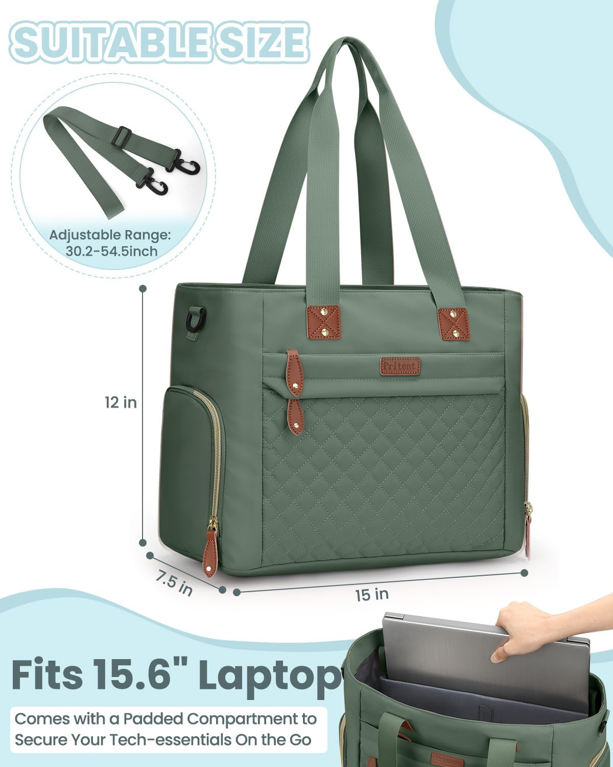 Diaper Bag Tote for Working Mom, Large Travel Baby Diaper Tote, Mommy Baby Bag for Boys and Girls - Black image number 7