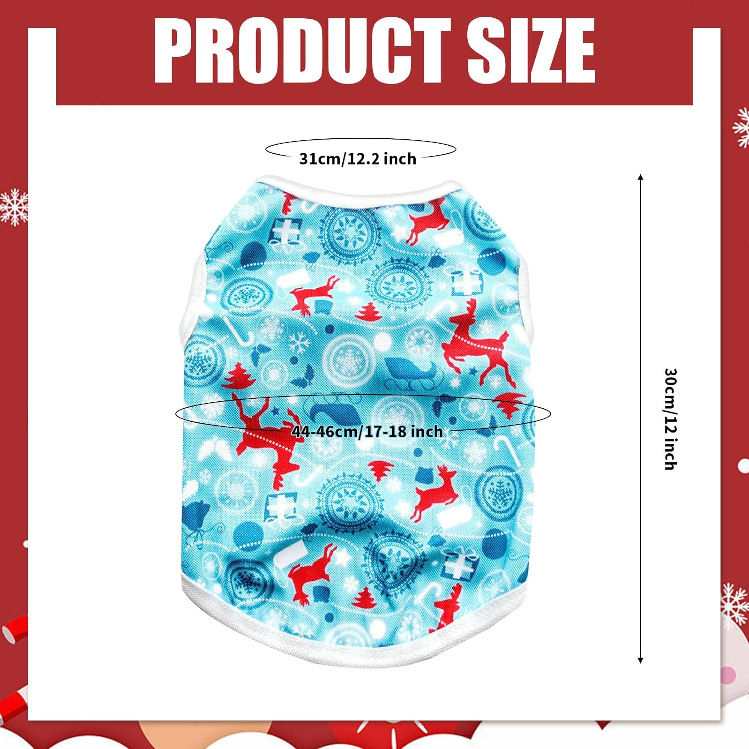 Christmas Dog Shirt Reindeer Snowflake Christmas Style Puppy Sweatshirt Soft Pet Vest Clothes Cat Dog Christmas Pet Costume Christmas Party Vest Pet Clothing for Small Dogs Cats