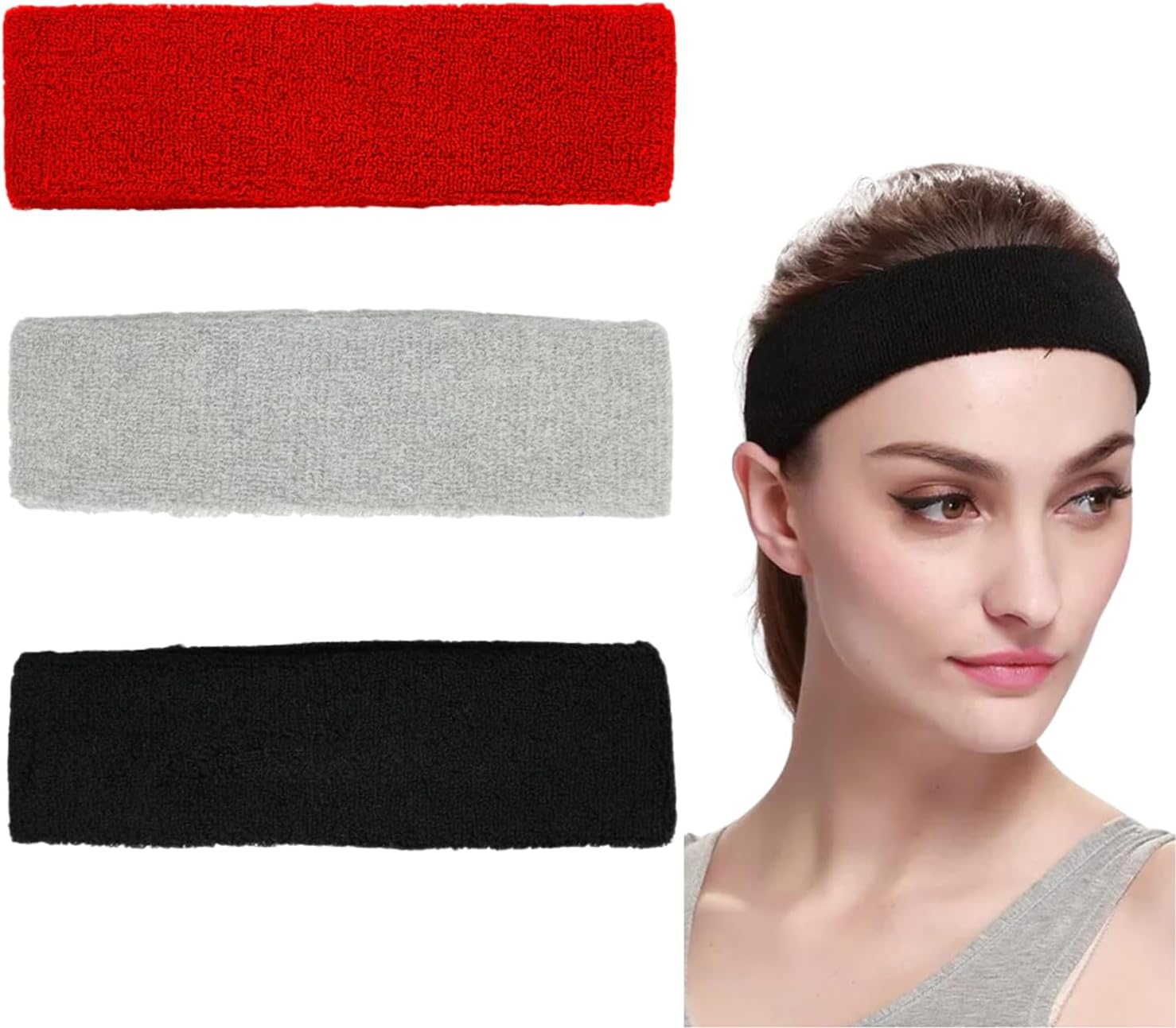 EZONEDEAL Sweatbands Sports Headband for Men & Women, Workout Headband, Sports Headbands, Moisture Wicking Athletic Sweatband for Running, Fitness, Outdoor Activities