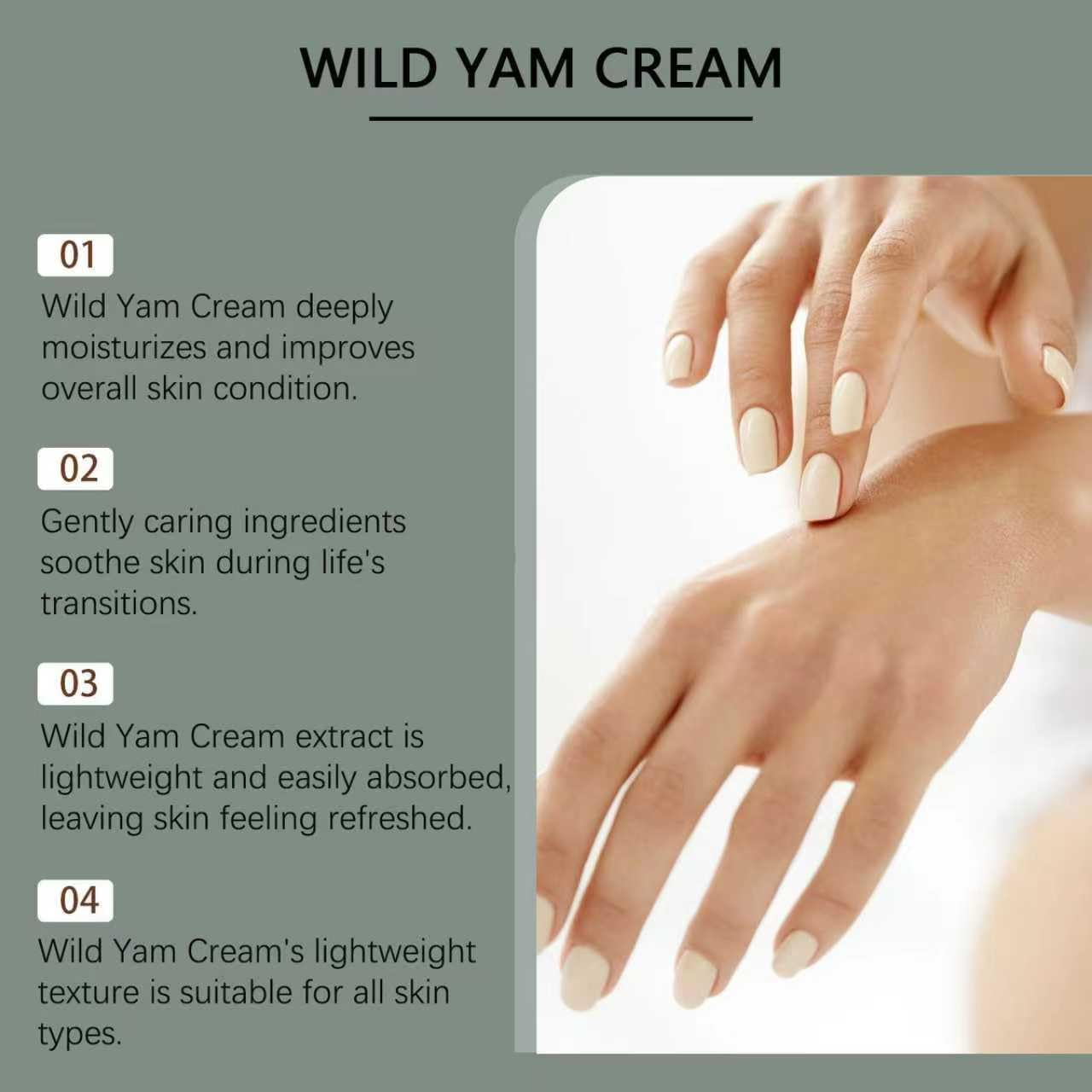 Yam Cream,Body Creams for Wo/Men,Natural Organic Balancing Cre/Am,Moisturizing Skincare Women,Moisturizing Body Lotion,Gentle and Suitable All Skin Types (1 PCS) - 2 Pcs image number 2