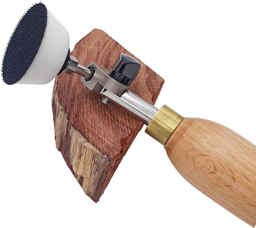 Bowl Sander, Sanding Tool for Woodworking, with 2 Inch Hook and Loop Sanding PU Pad and 11.8 Inch Long Hardwood Handle, Total 50 Pcs Sandpaper Discs in Grits 80/120/150/180/240 image number 1
