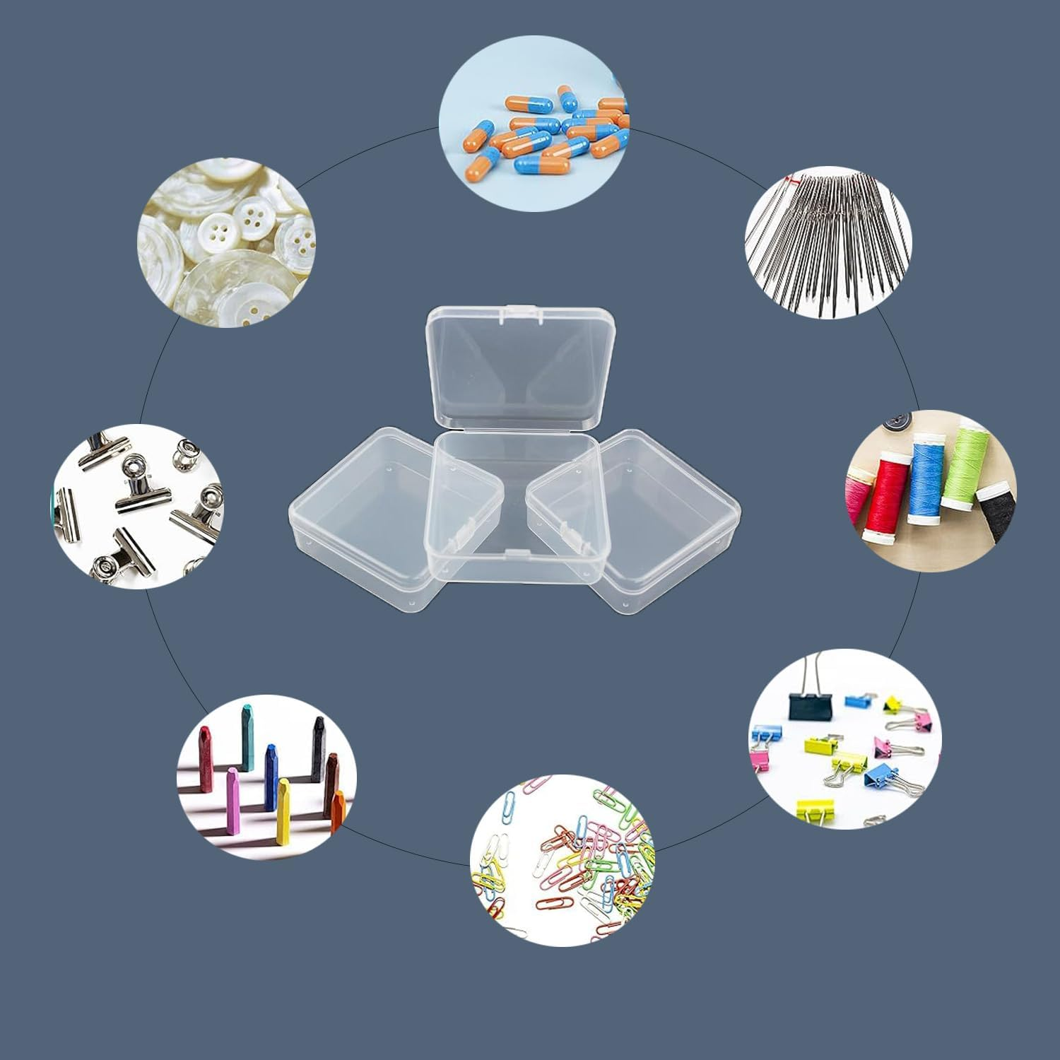 6Pcs Small Plastic Containers with Hinged Lid, Clear Beads Storage Containers, Craft Storage Box, Soap Travel Storage Cases, Organizer Containers for Small Items Jewelry Hardware Accessories image number 1