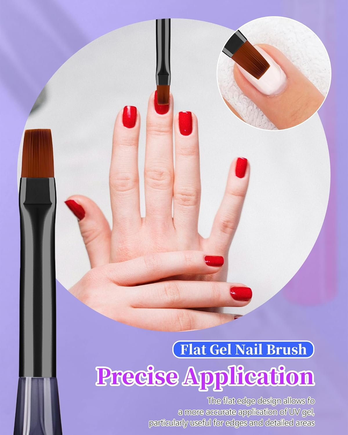 Amilhiton 3PCS Nail Polish Clean up Brush, Round&Flat&Bevel Acetone Resistant Nail Brush for OPI Nail Polish Remover, Fingernail Cleaning Brushes at Home Nail Art and Designs(Gilded Pink) image number 6