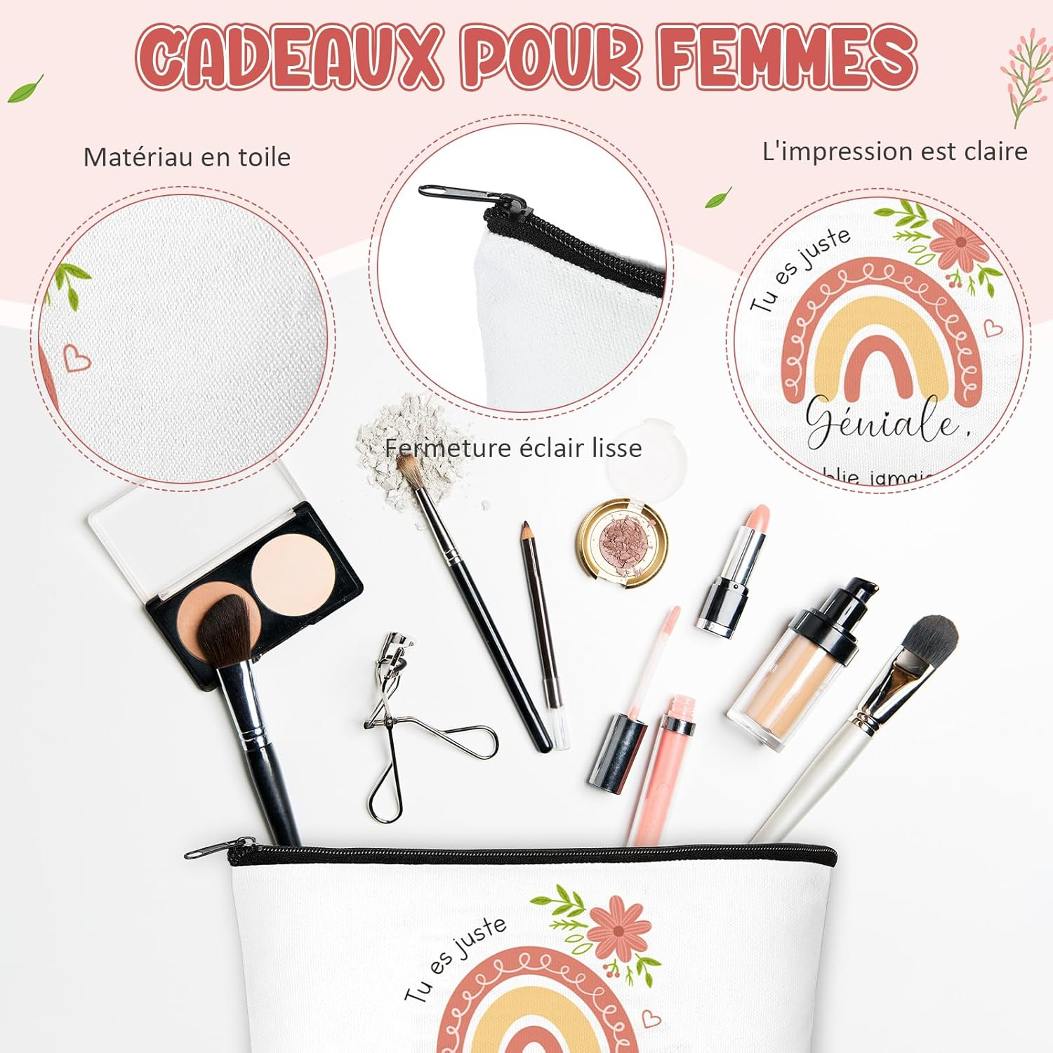 Xuniea 3 Encouraging Gifts for Women Inspirational Cosmetic Bag Toiletry Bag Motivational Keyring Ballpoint Pen Birthday Colleagues Friends Family image number 6