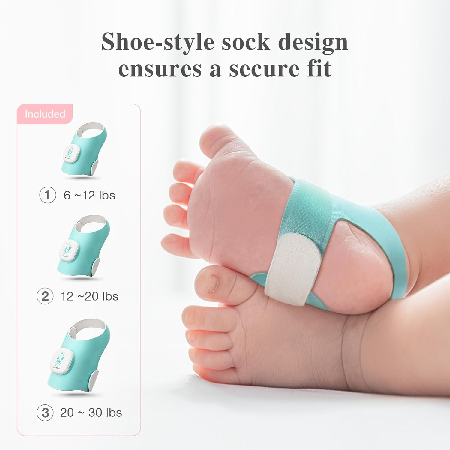 Sense-U Smart Sock Shoe (Long Range) Baby Monitor with On-Device Sleep Indicator & Notifications, Sleep Patterns, Naps from Anywhere for Peace of Mind image number 3