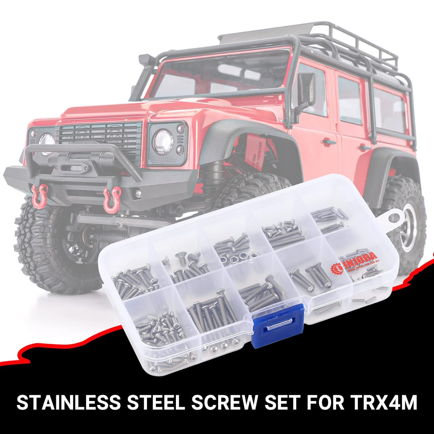 INJORA Screws Pins Nuts M1.6 M2 M2.5 Grade 12.9 Stainless Steel Hex Screws Hardware Kit for TRX4M 1/18 RC Crawler Car