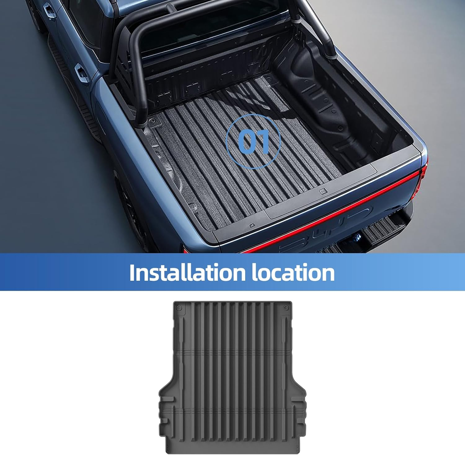 All Weather Truck Bed Mat for BYD Shark 6 2025 2024 Heavy Duty TPE Bed Liner 4WD Ute Car Mats Accessories image number 6