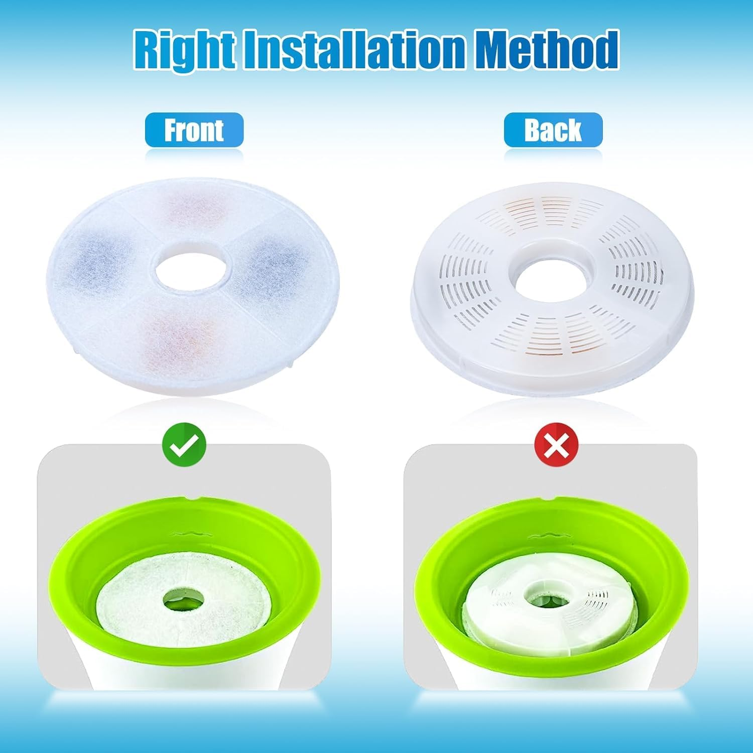 JINDUN 16 Pack Cat Water Fountain Filter for Catit, Replacement Cat Fountain Filters for Catit Design Senses Fountain/Catit Flower Fountain/Catit Senses 2.0/ Catit Fresh & Clear Stainless Steel image number 3