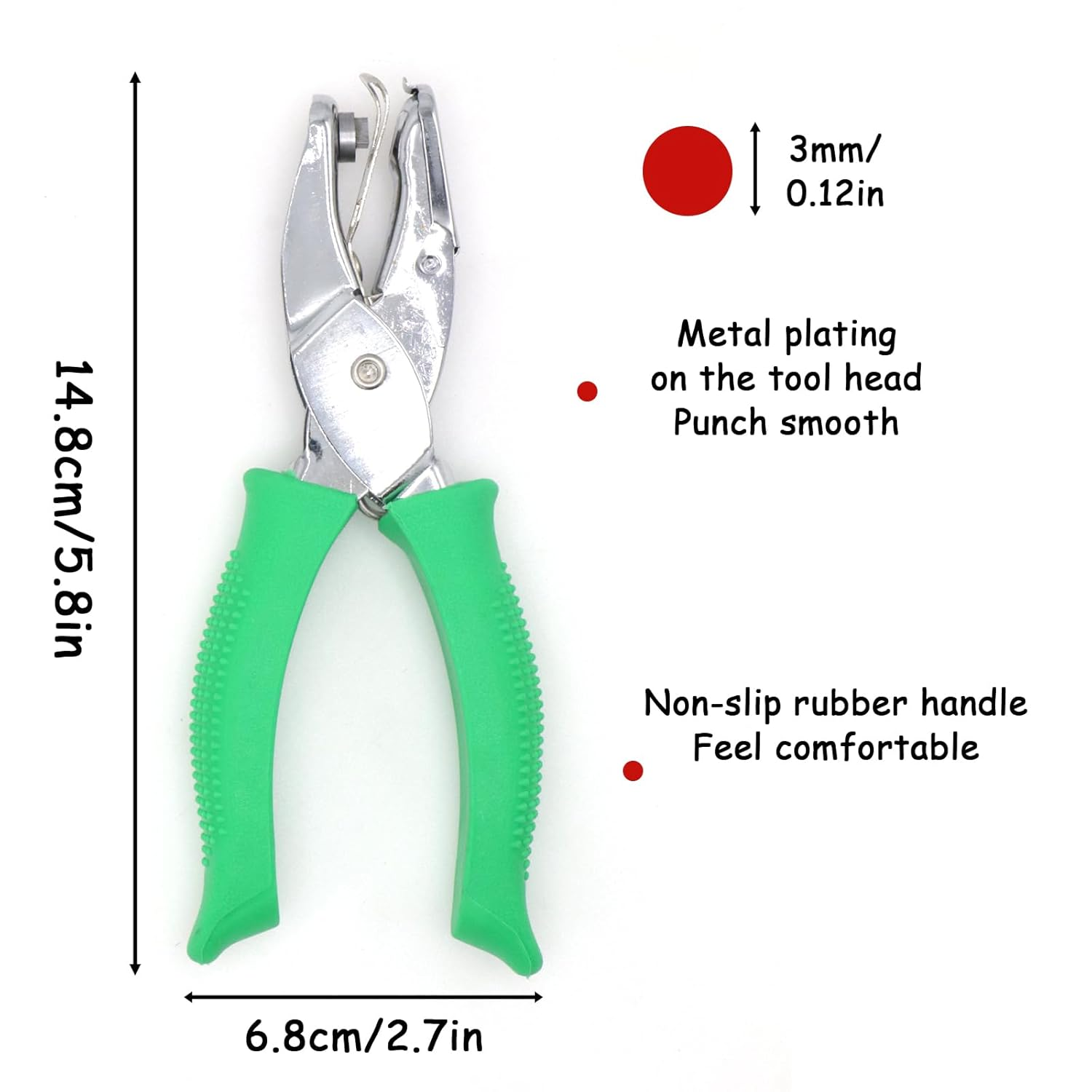 Handheld round Shape Hole Punch, 1/8 Inch Hole Size, Craft Paper Puncher, Single Pack, Ideal for DIY Projects and Office Use image number 6
