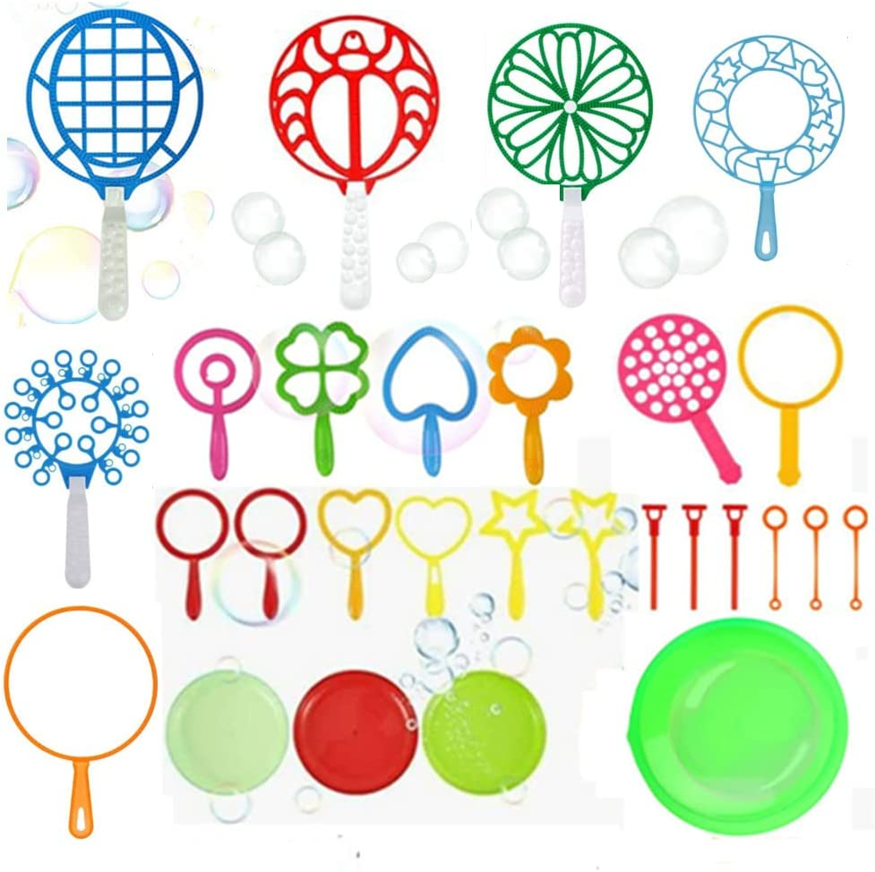 28 Pcs Bubble Wands Set,Large Bubble Wand with Tray, Great for Kids Summer Outdoor Bubble Party Favors(Random Color) image number 5
