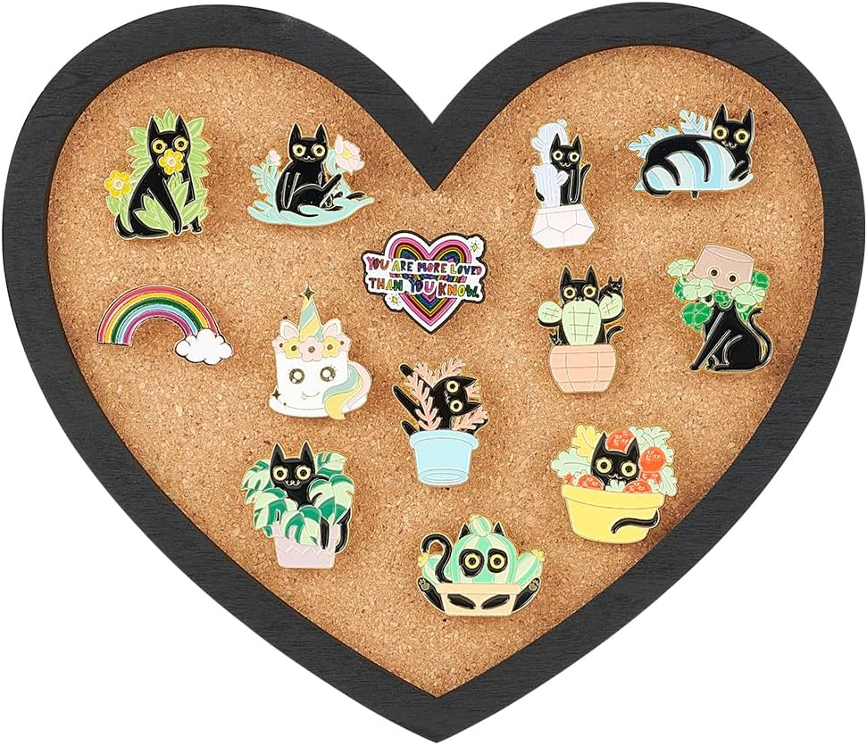 BENECREAT Pin Board Book Cork Board Bulletin Display Board, 0.8Inch Thick Wall Mounted Cork Board for Brooch Pin Storage, Office Home and School Decor, 11X7Inch