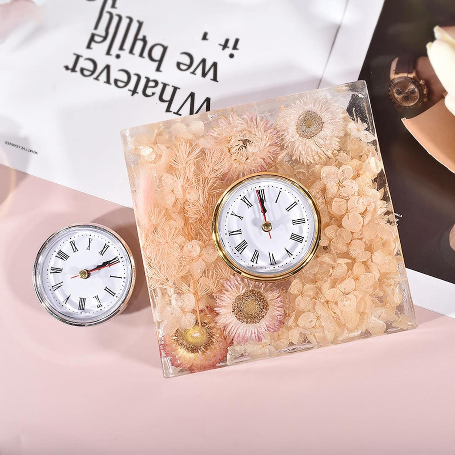 Resin Molds Silicone - Geometric European Clock Ornaments Large Book File Silicone Mold | Living Room Decoration Ornaments Crystal Epoxy Resin Mold, Clock Mold for Epoxy Resin - D: Rectangular Clock Mold image number 6
