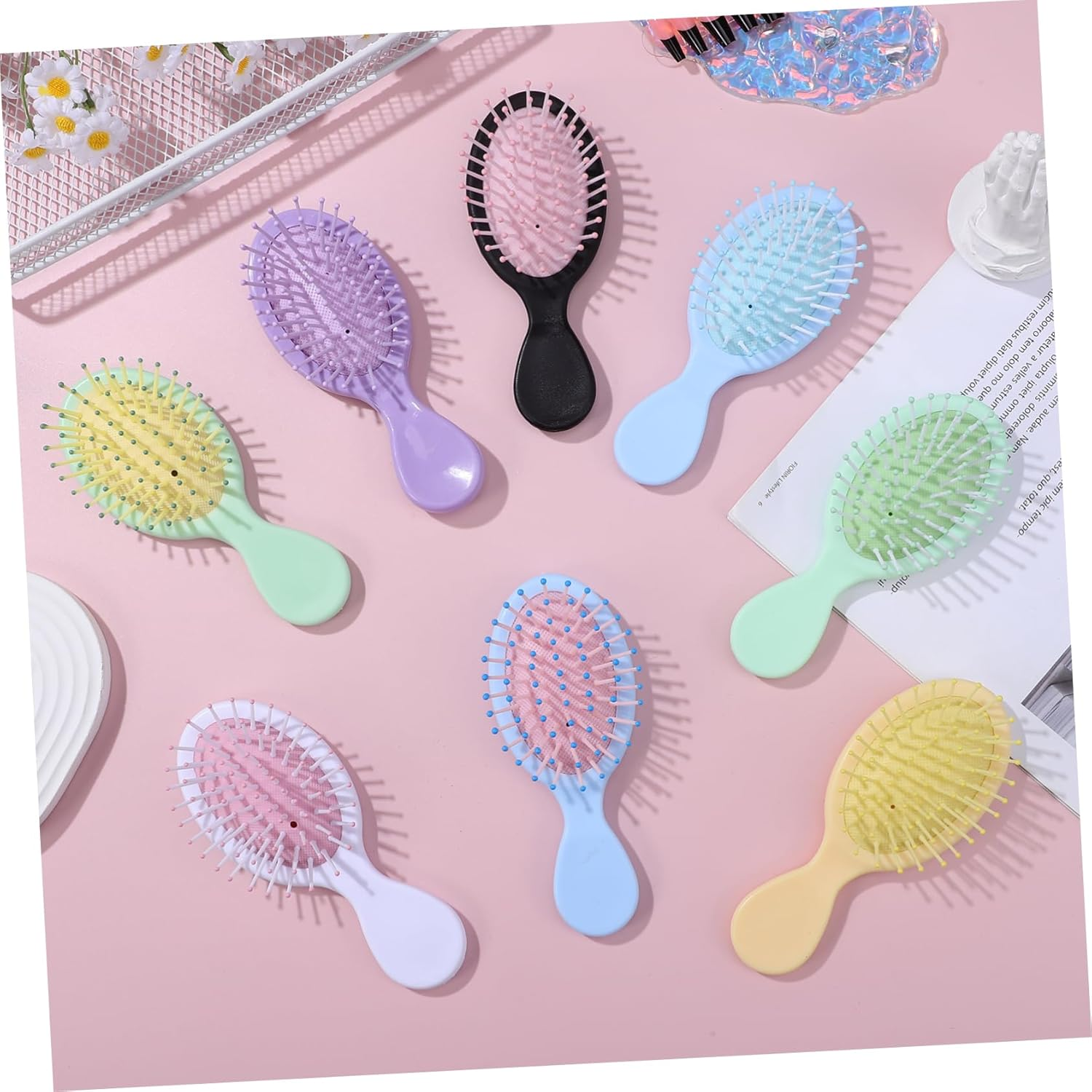 WOFASHPURET 16 Pcs Mini Detangler Hair Brushes for All Hair Types Travel Friendly Small Comb with Sturdy Material Portable in Vibrant Colors for Adults