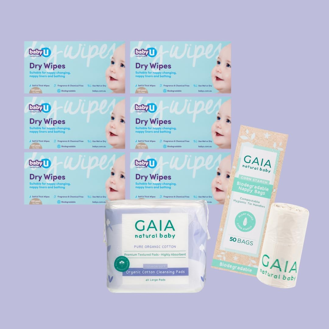 GAIA & Babyu Nappy Change Range Bundle - GAIA Cotton Cleansing Pads, Nappy Bags & Babyu Dry Wipes image number 3
