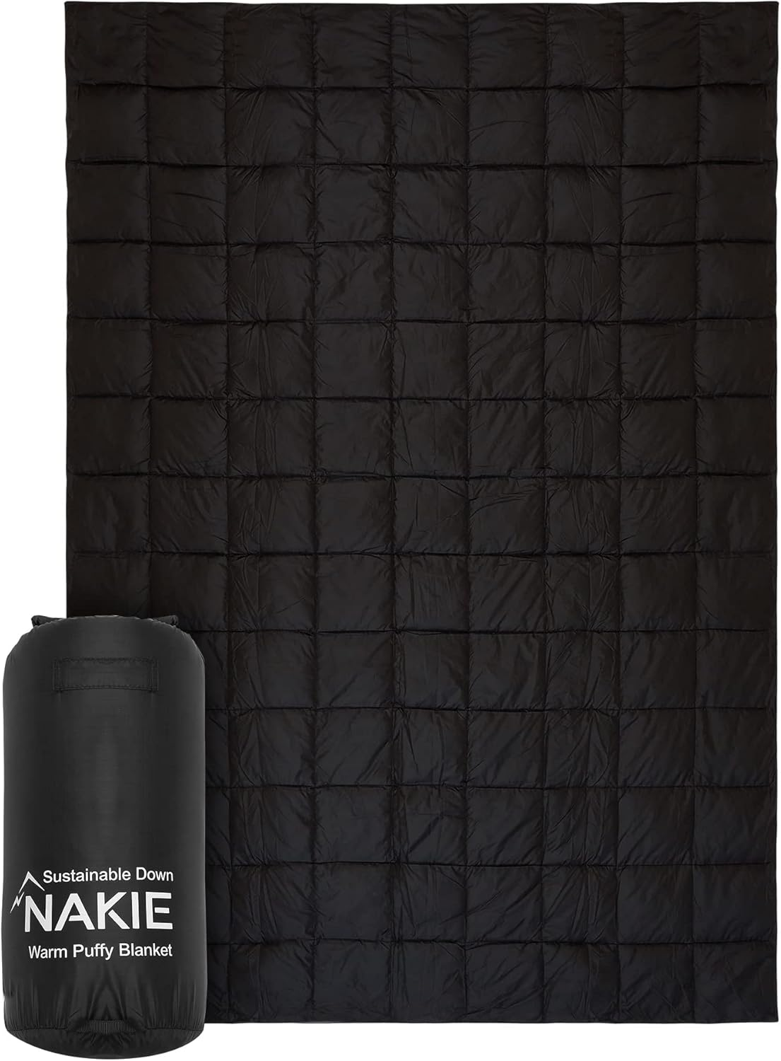 Nakie Puffy Blanket - Compact, Light Weight Portable, Camping, Travel and Hiking, Sustainable (Mountain Blue)