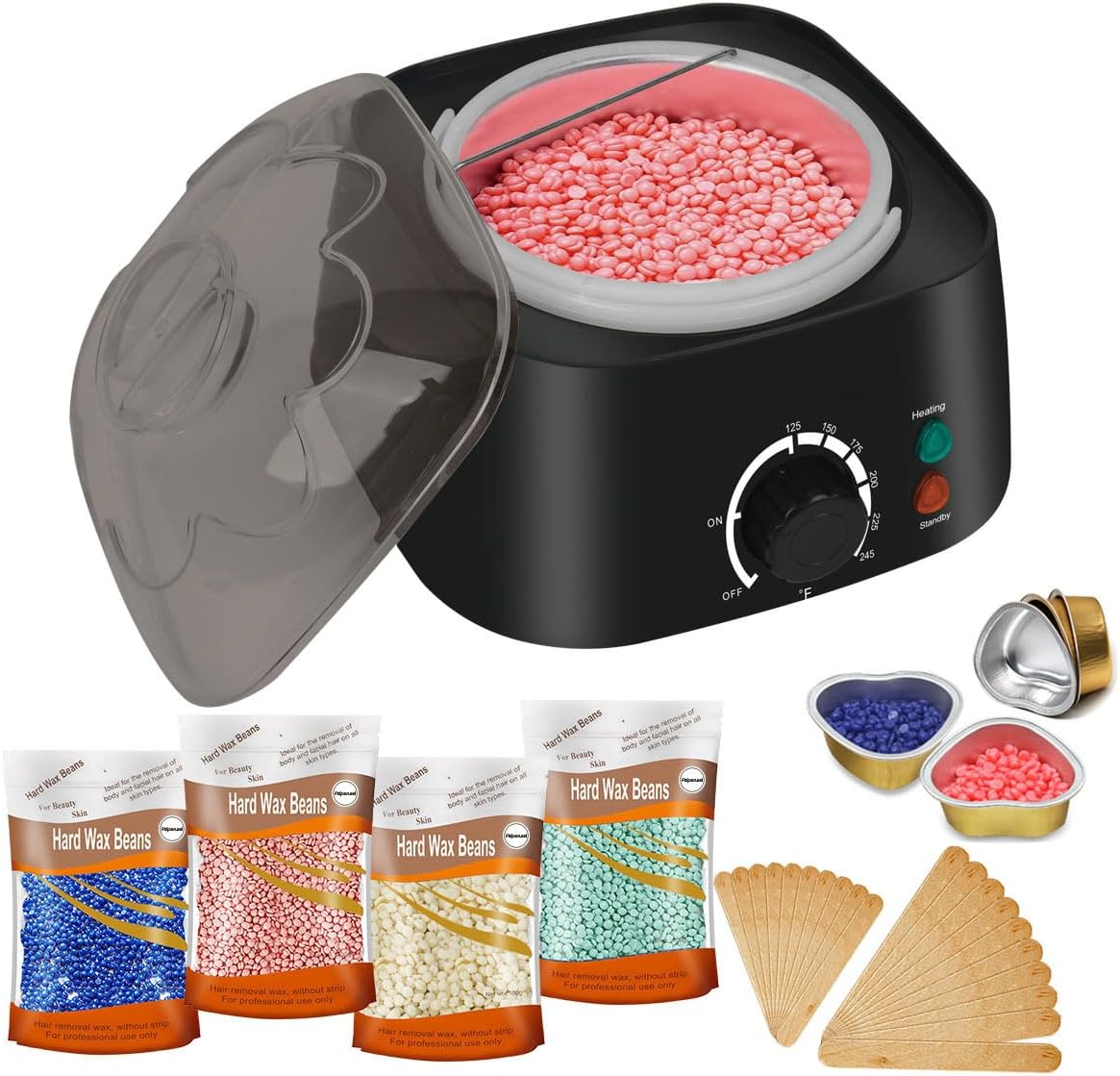 Wax Kit for Hair Removal, Wax Pot Waxing Kit with Wax Beans for Women Men Wax Portable Wax Warmer Professional Wax Warmer for Women Home Use with 20 Wax Sticks image number 2