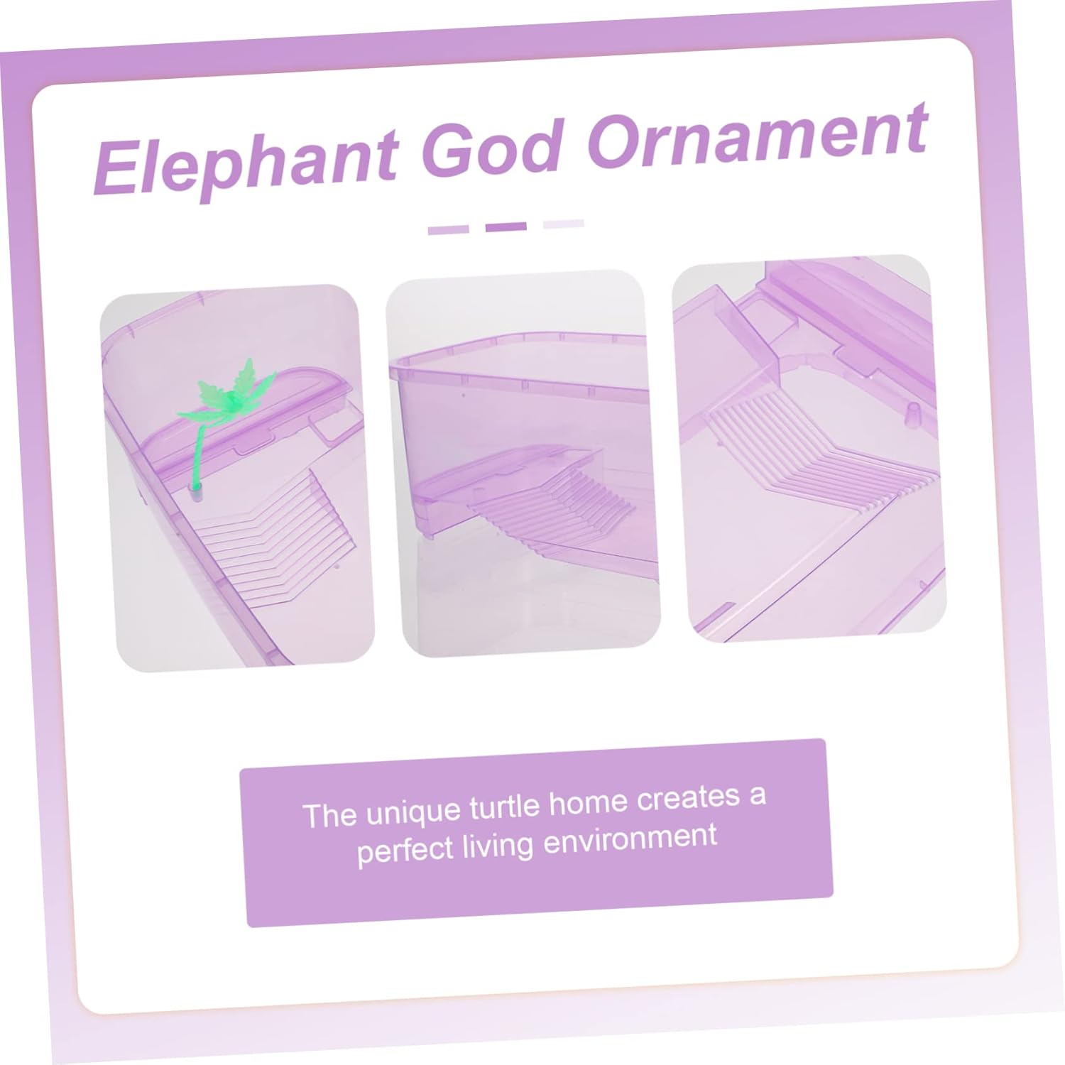 Hohopeti Plastic Turtle Tank Reptile Habitat Box Basking Platform, Small Purple Plastic Pet Breeding Terrarium for Home Turtle Feeding and Reptile Supplies image number 3