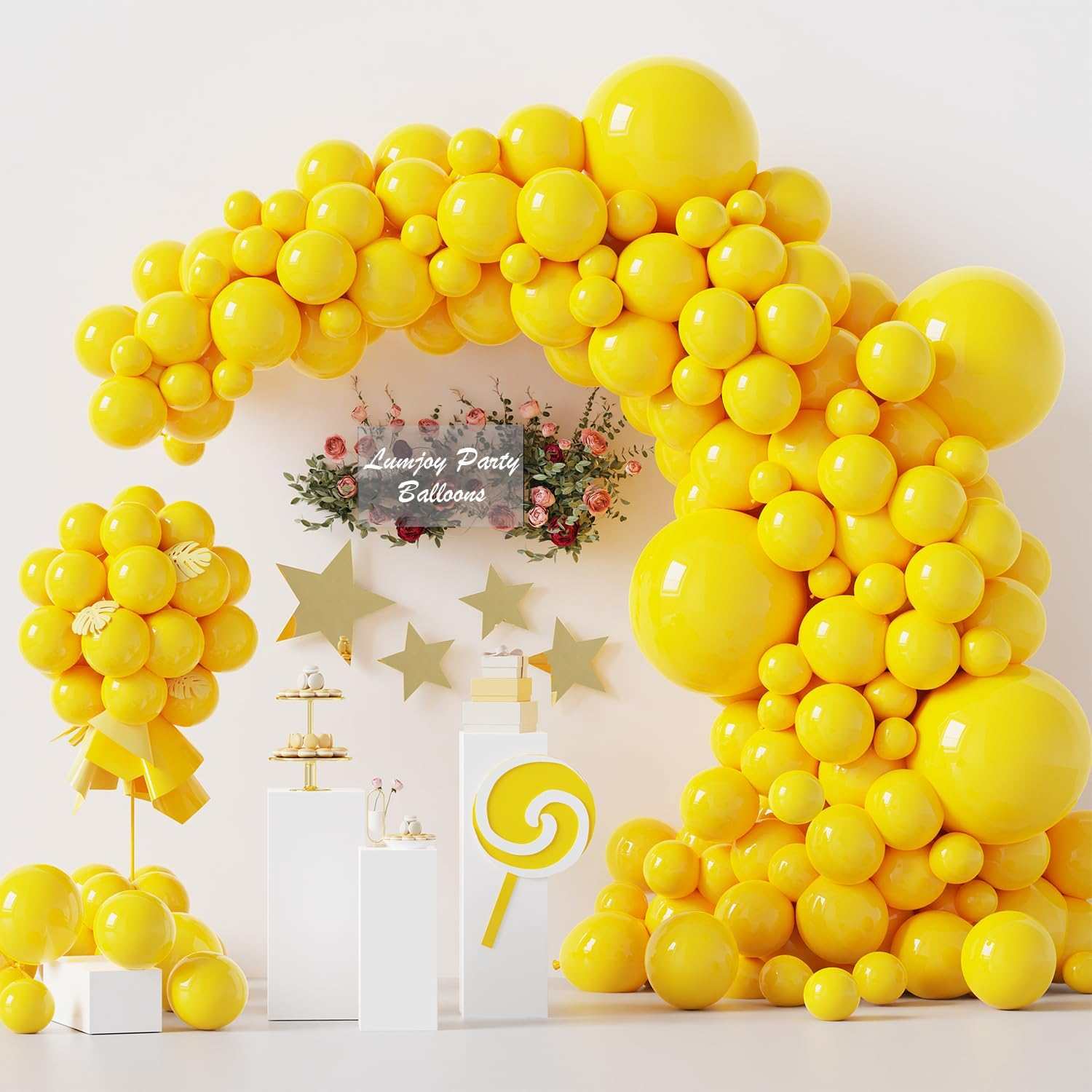 Lumjoy 129Pcs Yellow Balloons Garland Kit Different Sizes 18 12 10 5 Inch Helium Latex Balloon for Valentine'S Day Birthday Wedding Anniversary Baby Shower Arch Party Decoration - Black image number 3