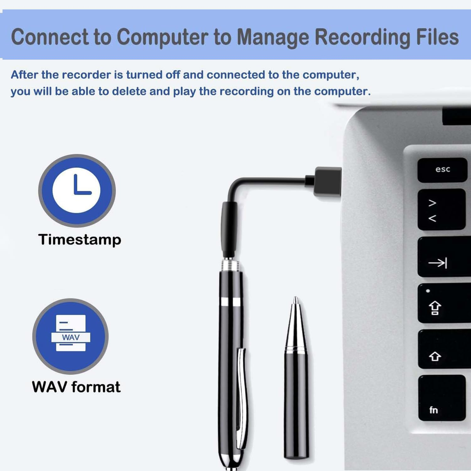 Voice Recorder, Mini Voice Activated Recorder, Micro Recording Devices, 30 Hours Battery Time Digital Small Sound Recorders Device Audio Recorder (16GB) - V1 - 64Gb image number 5