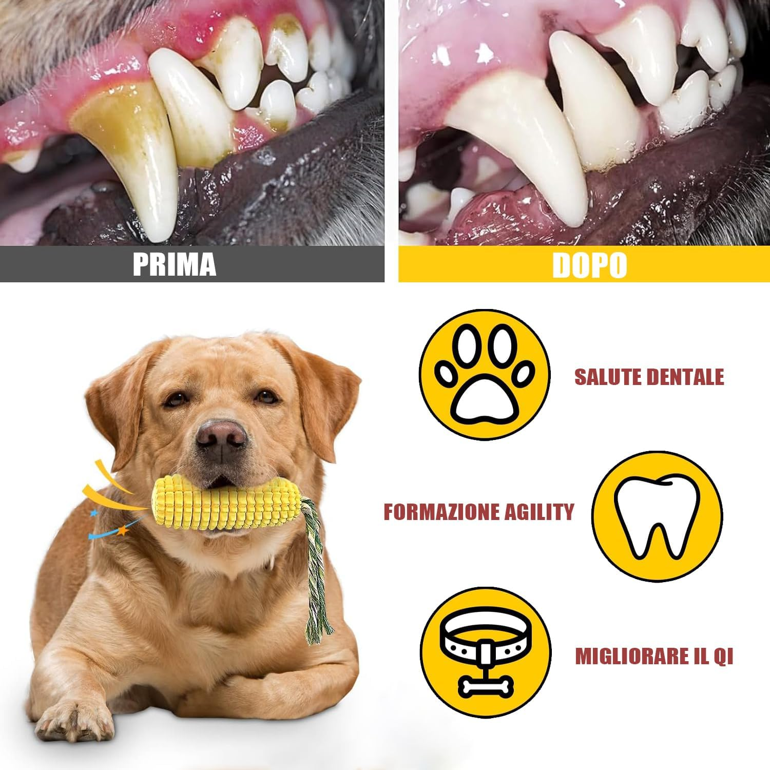 Esshogo Puppy Interactive Corn Toy with Toothbrush and Clean Teeth Dog Toys Interactive Chew Toy with Corn Sticks for Small Medium Large Dogs image number 6