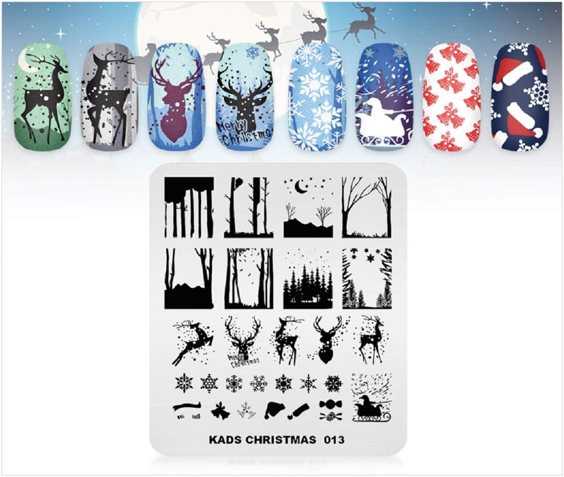 Rolabling Nail Stamping Plate Christmas Cute Stamp Plate for Nail Art Stamping Image Template Manicure Stencil DIY Tools(Ch014)