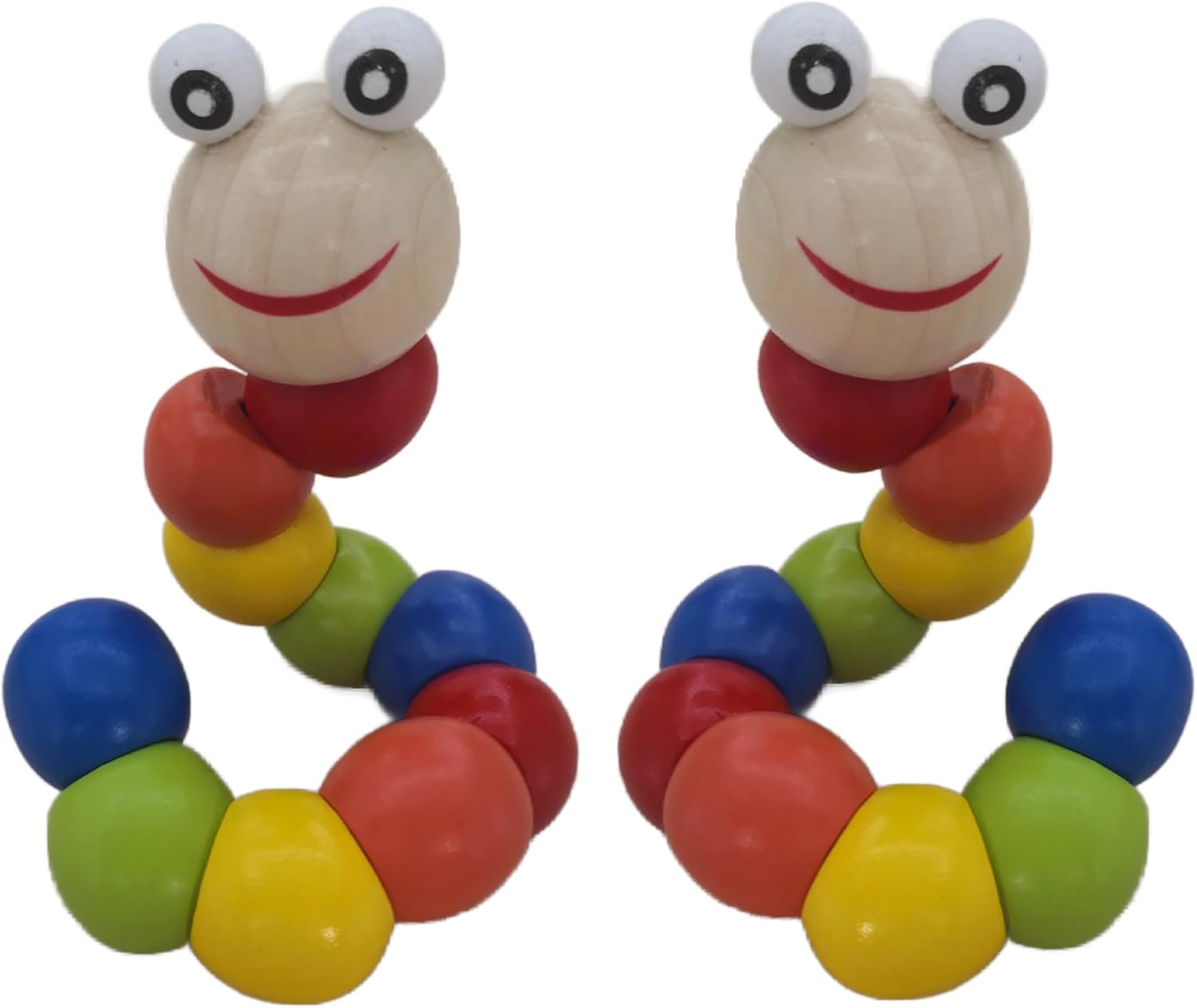 BEACENOV Wood Baby Toys 6-12 Months,Montessori Baby Development Toys,Wooden Baby Toys Twisting Caterpillar,Early Educational Toys for Baby Boys or Baby Girls Gifts, Rainbow Wooden Infant Toys (2Pack) image number 2